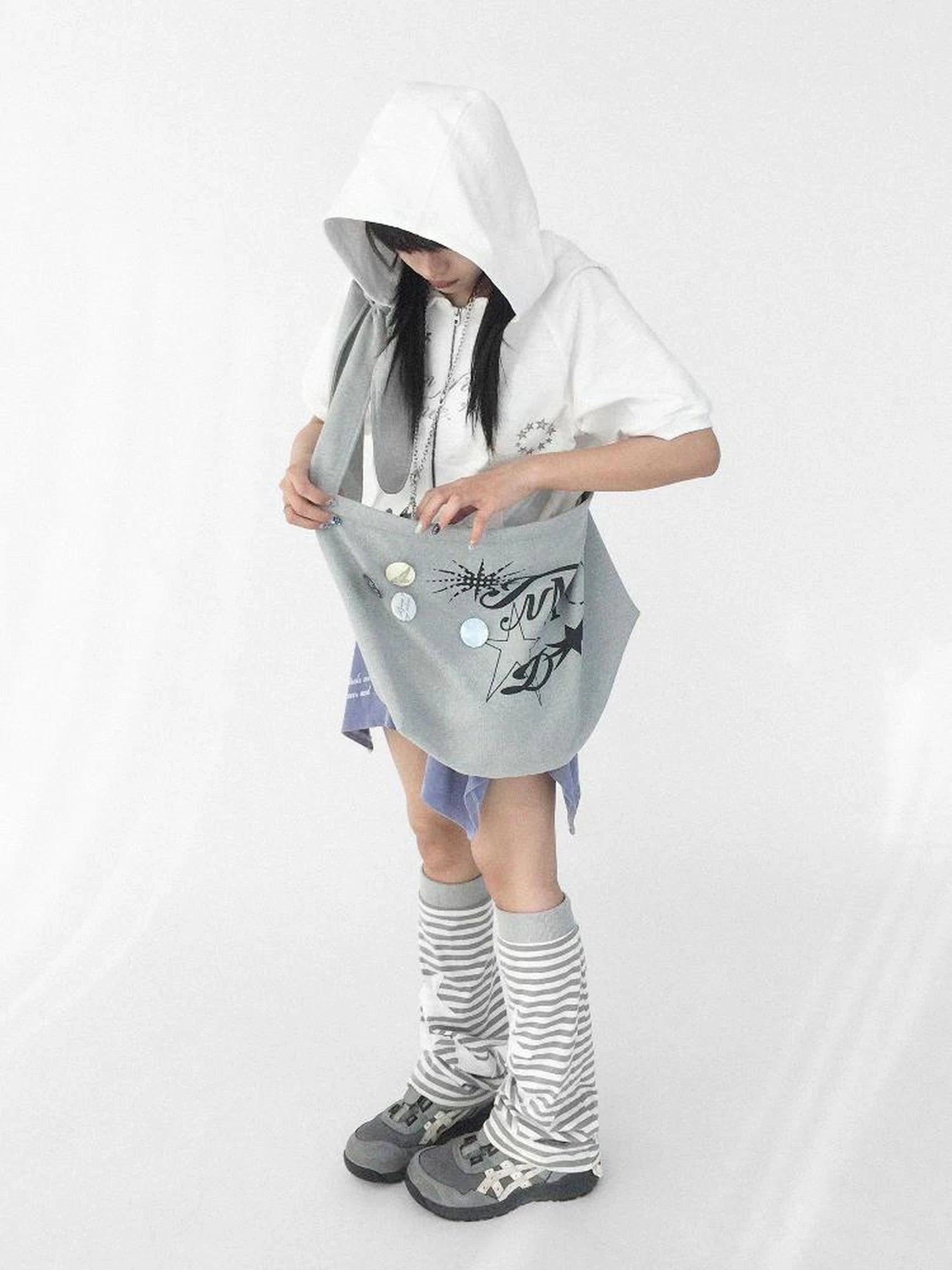 Knitted Dot Star Print Crossbody Bag Adjustable Strap