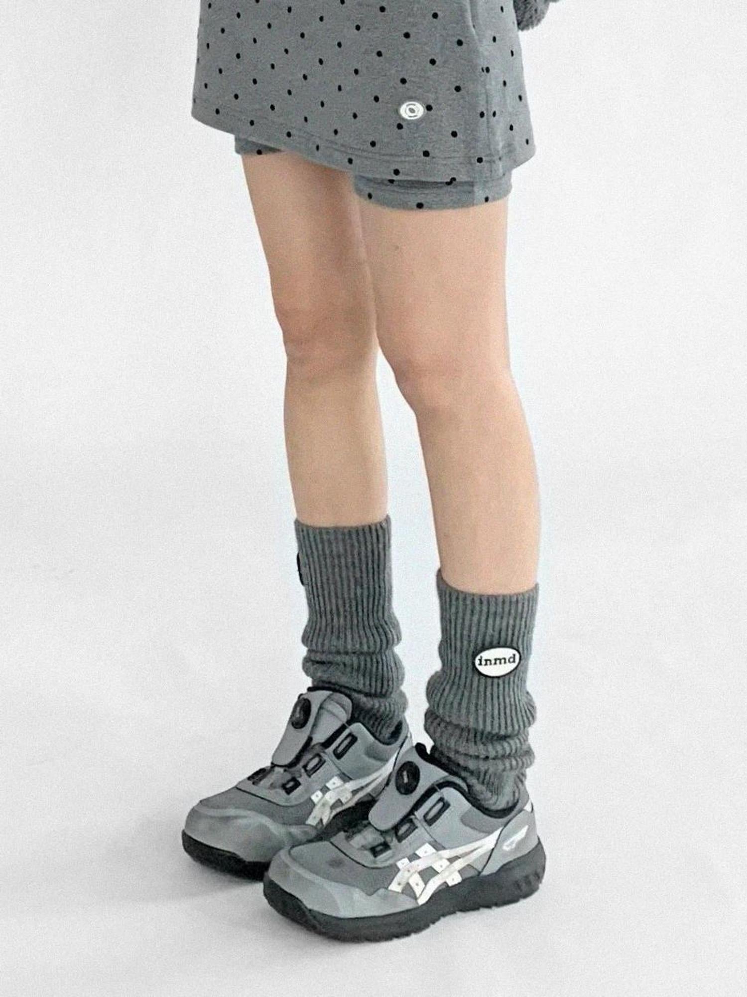 innomoood Knitted Logo Embroidered Ankle Leg Warmers