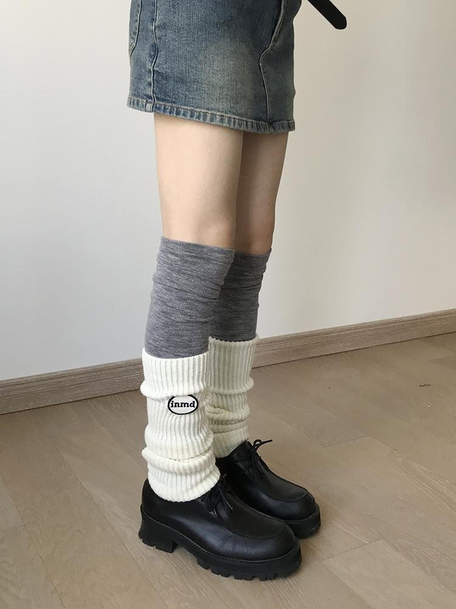 innomoood Knitted Logo Embroidered Ankle Leg Warmers