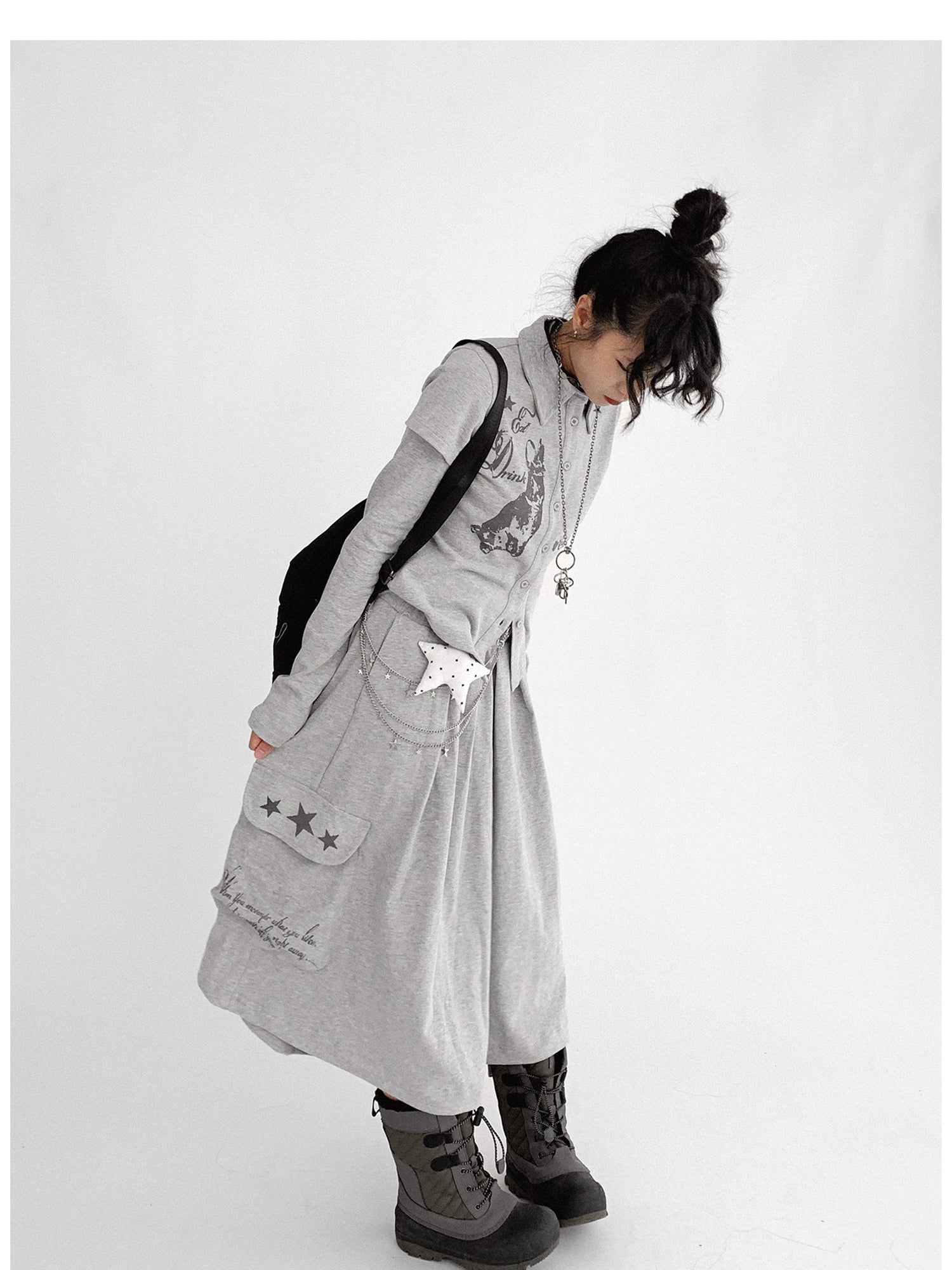 innomoood Knitted Skort With 3D Pocket And Print