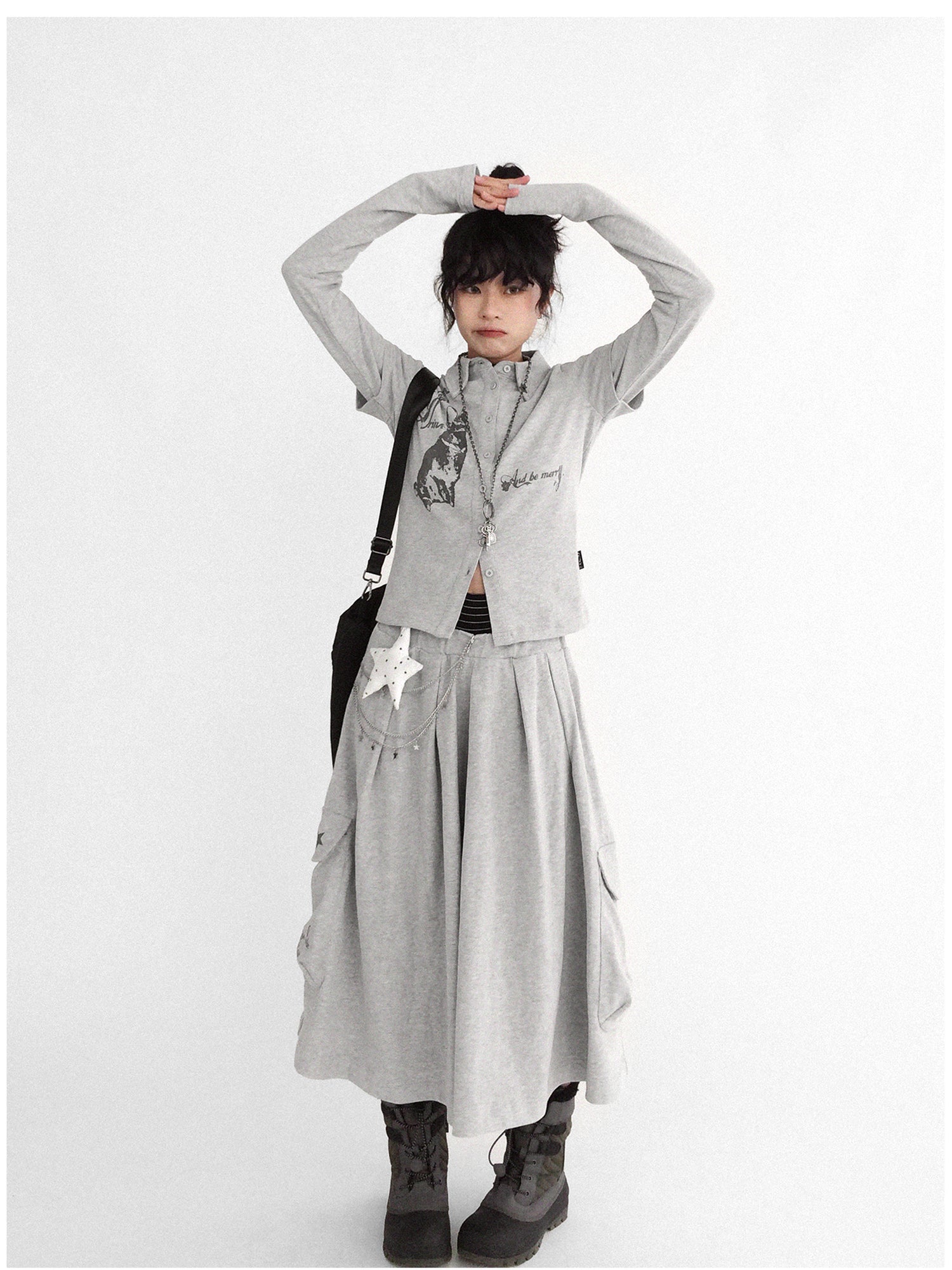 innomoood Knitted Skort With 3D Pocket And Print
