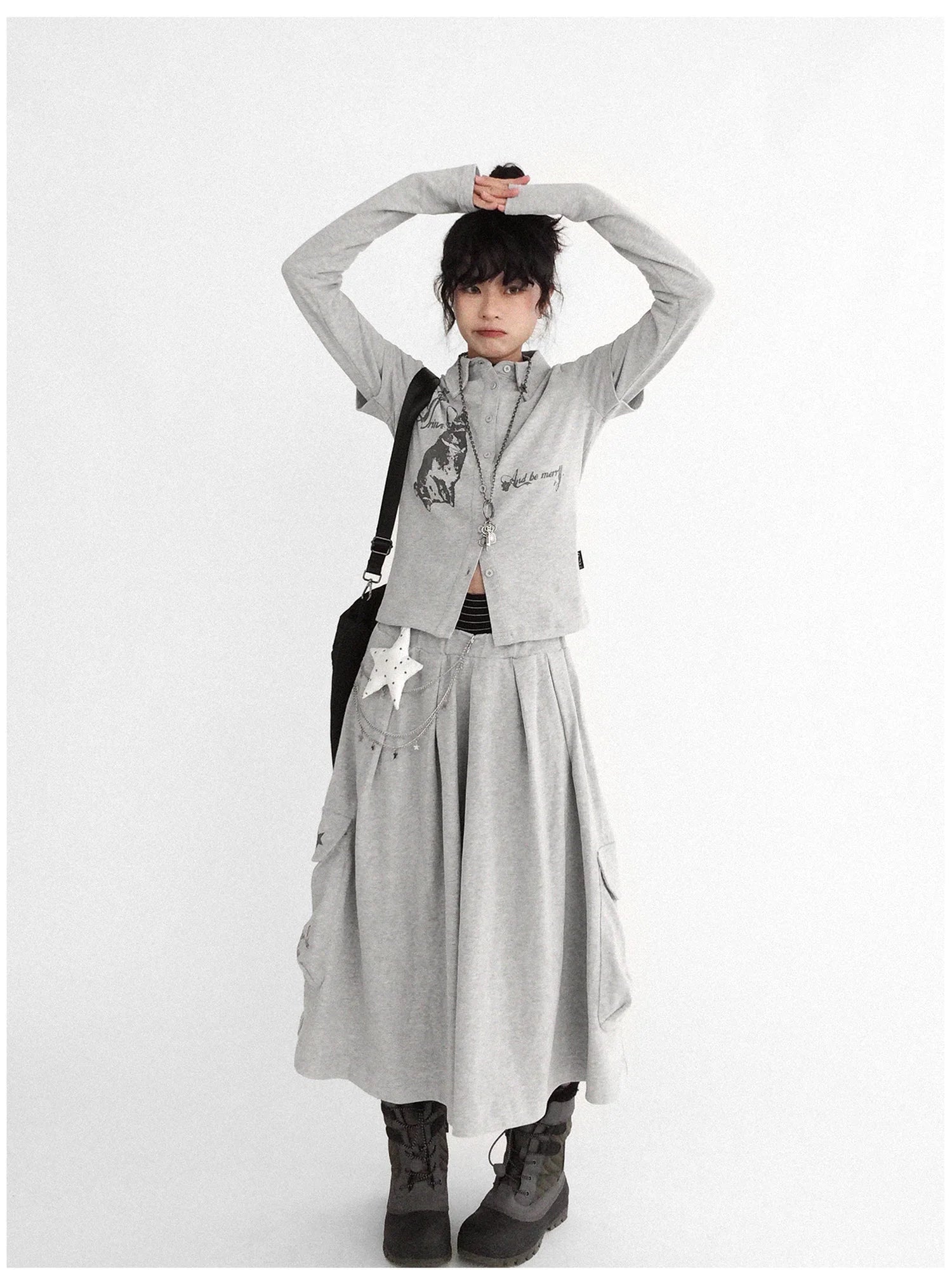 Knitted Skort With 3D Pocket And Print