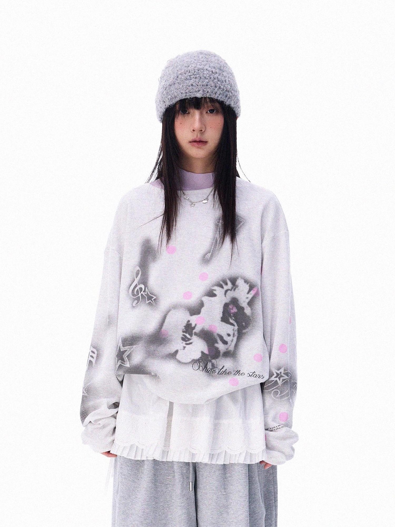innomoood Light Gray Spray Pony Polka Dot Print Women&