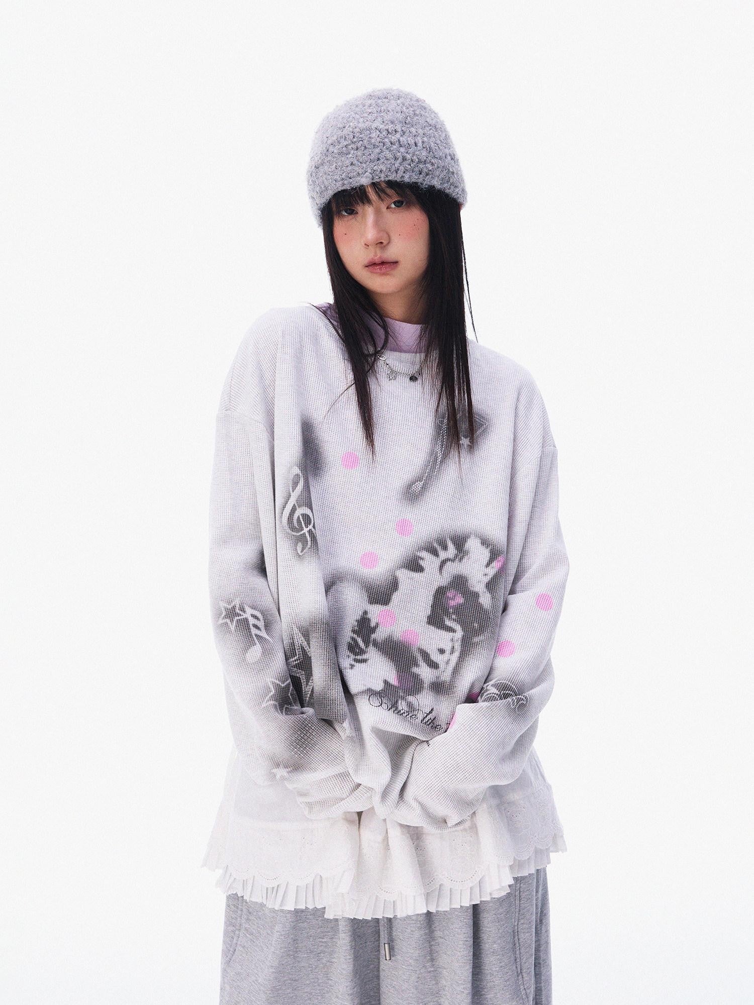 innomoood Light Gray Spray Pony Polka Dot Print Women&