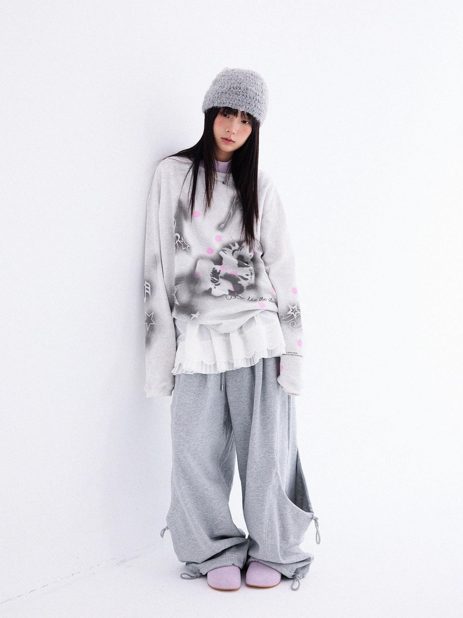 innomoood Light Gray Spray Pony Polka Dot Print Women&