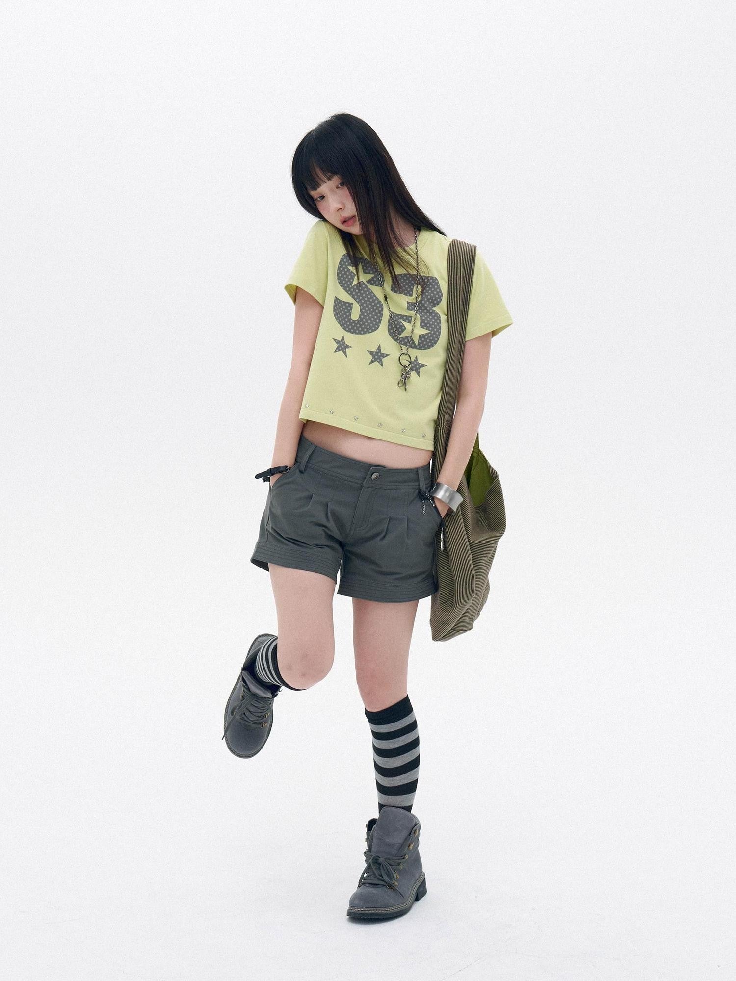 innomoood Lightweight Mountain Pocketed Button Natural Waist Women&