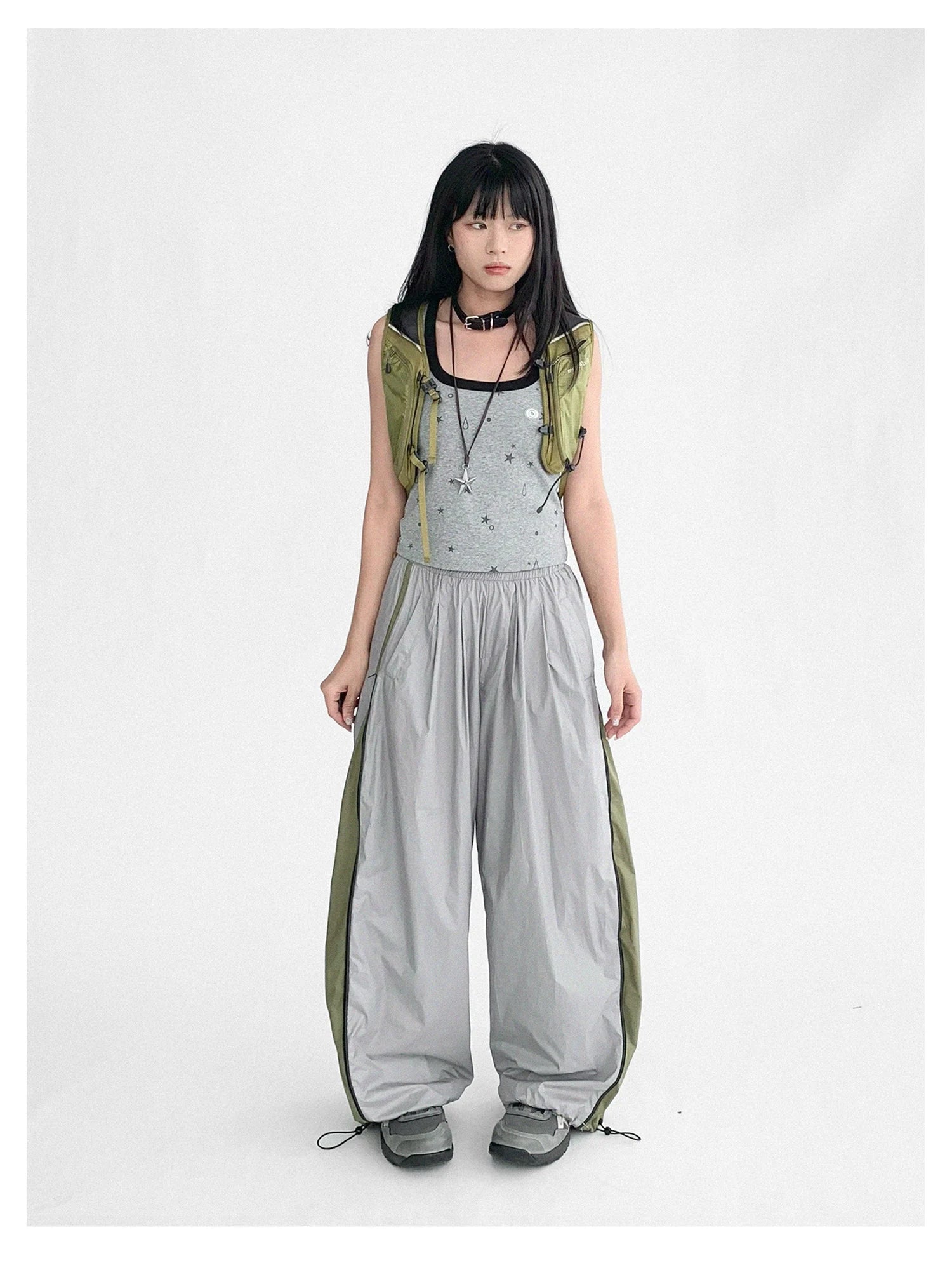 Lightweight Reflective Contrast Zip Outdoor Sports Pants