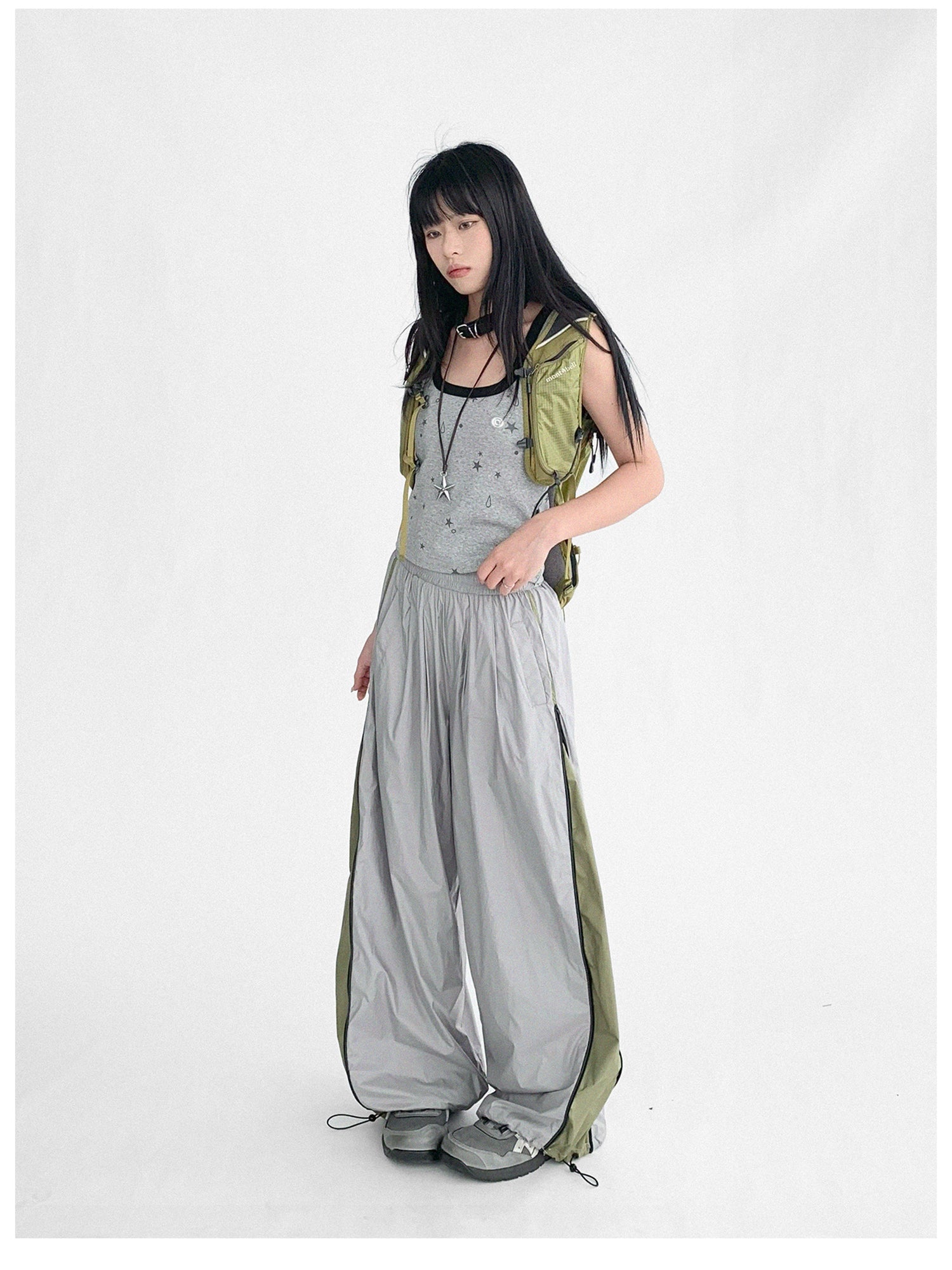 innomoood Lightweight Reflective Contrast Zip Outdoor Sports Pants