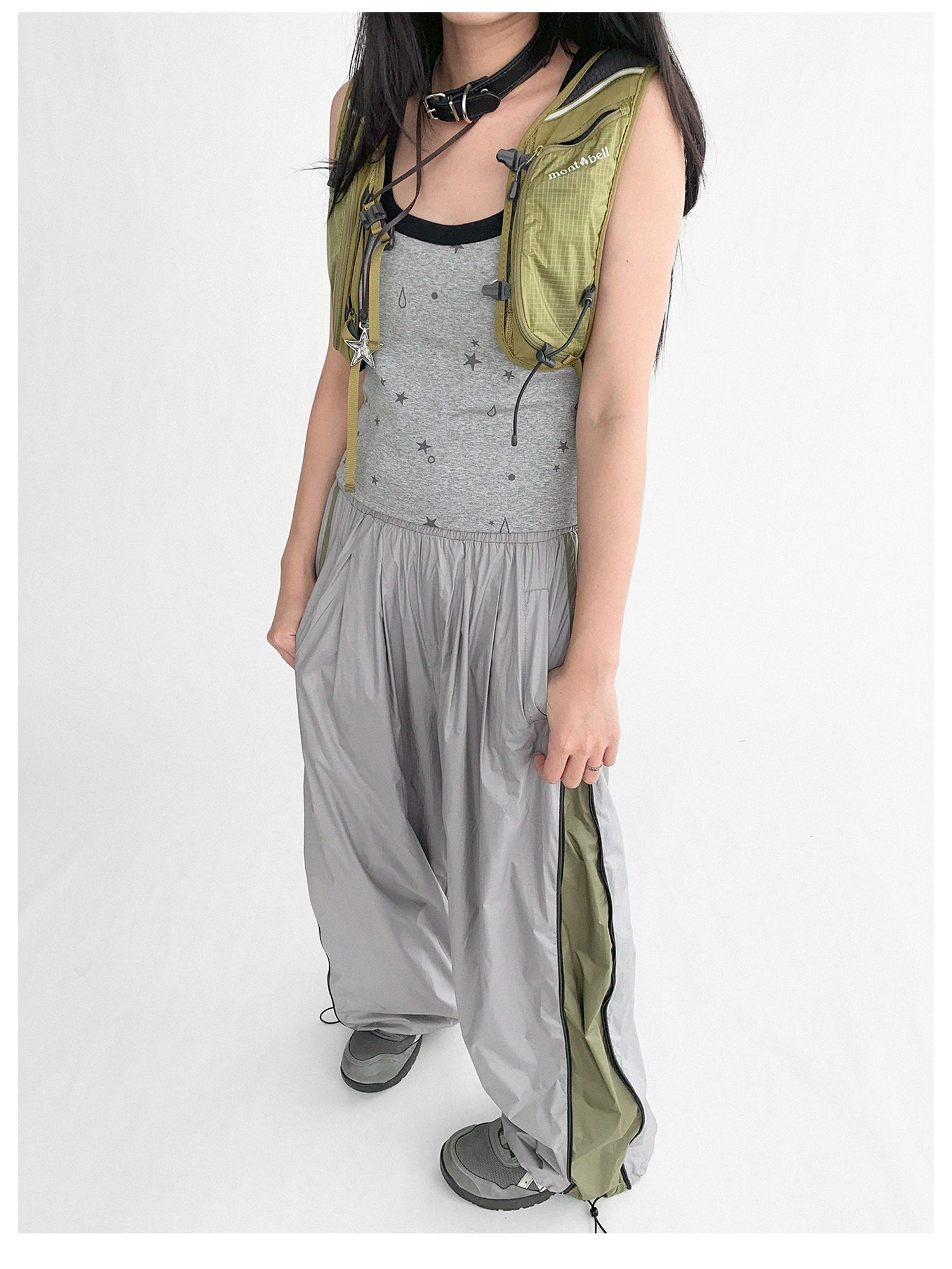 innomoood Lightweight Reflective Contrast Zip Outdoor Sports Pants