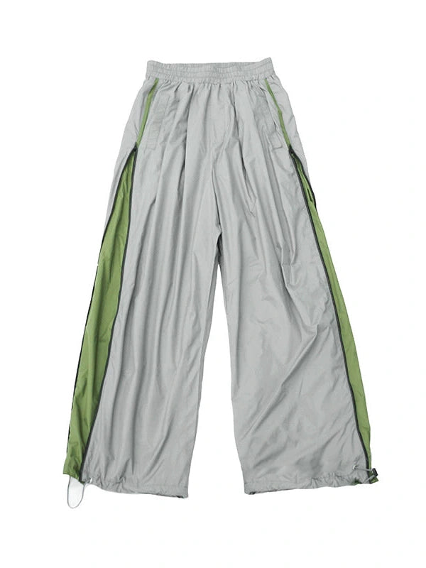 Lightweight Reflective Contrast Zip Outdoor Sports Pants