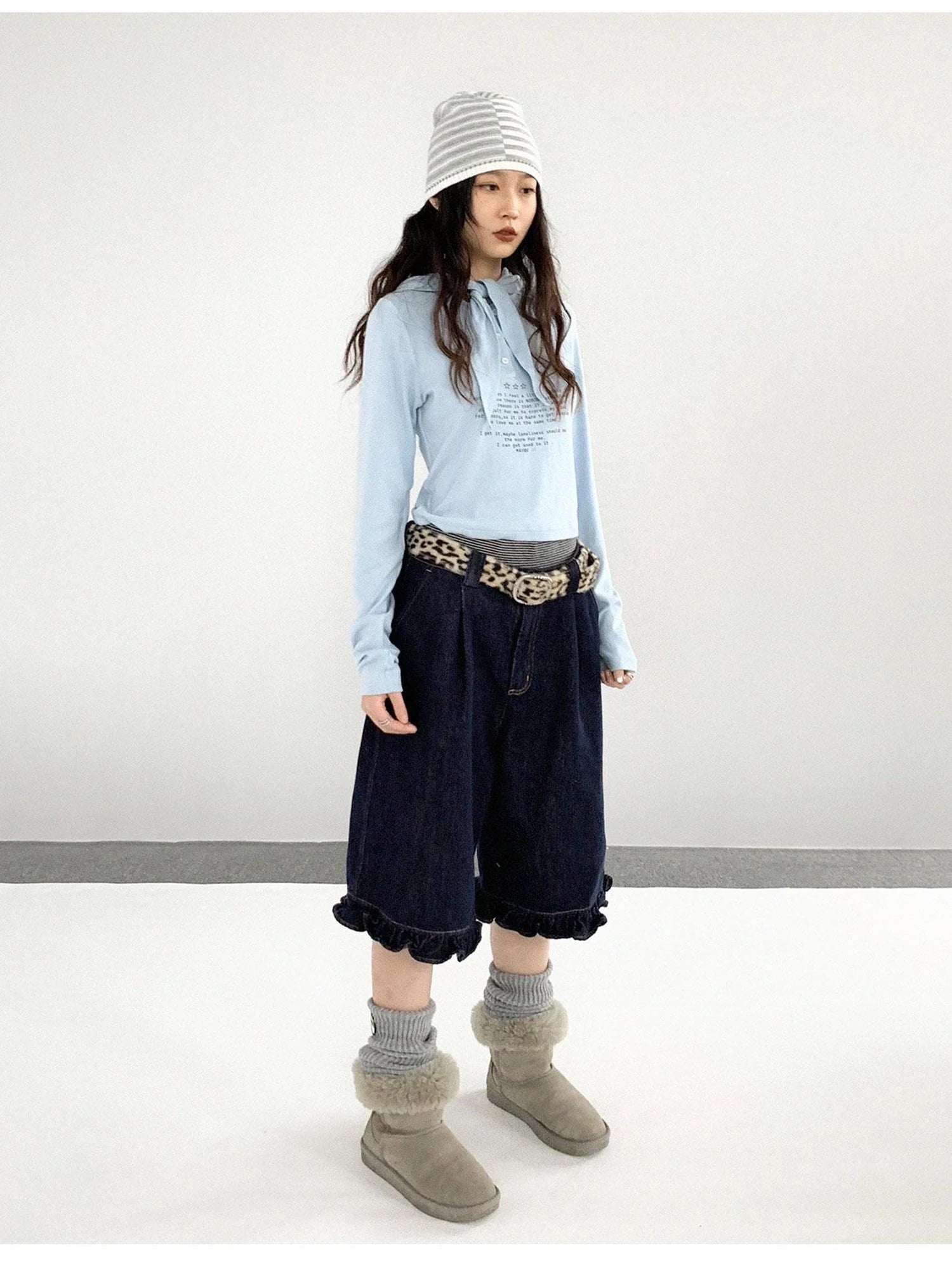 Lonely Letter Print Hooded Long Sleeve T-shirt