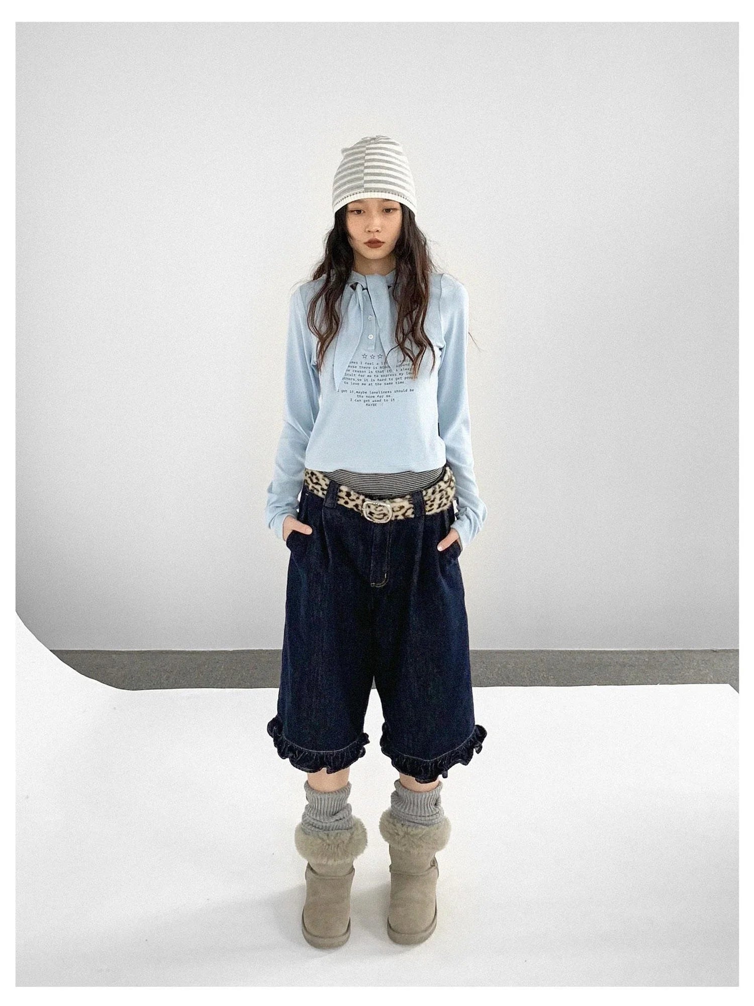 Lonely Letter Print Hooded Long Sleeve T-shirt