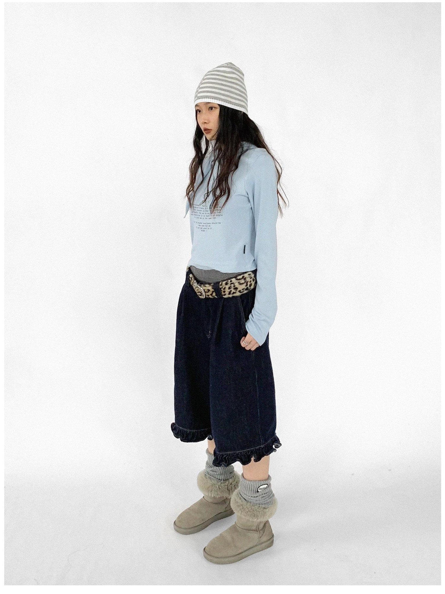 innomoood Lonely Letter Print Hooded Long Sleeve T-shirt