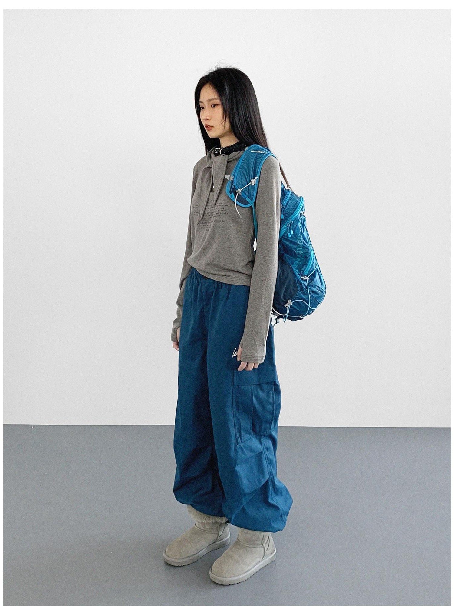 innomoood Lonely Letter Print Hooded Long Sleeve T-shirt