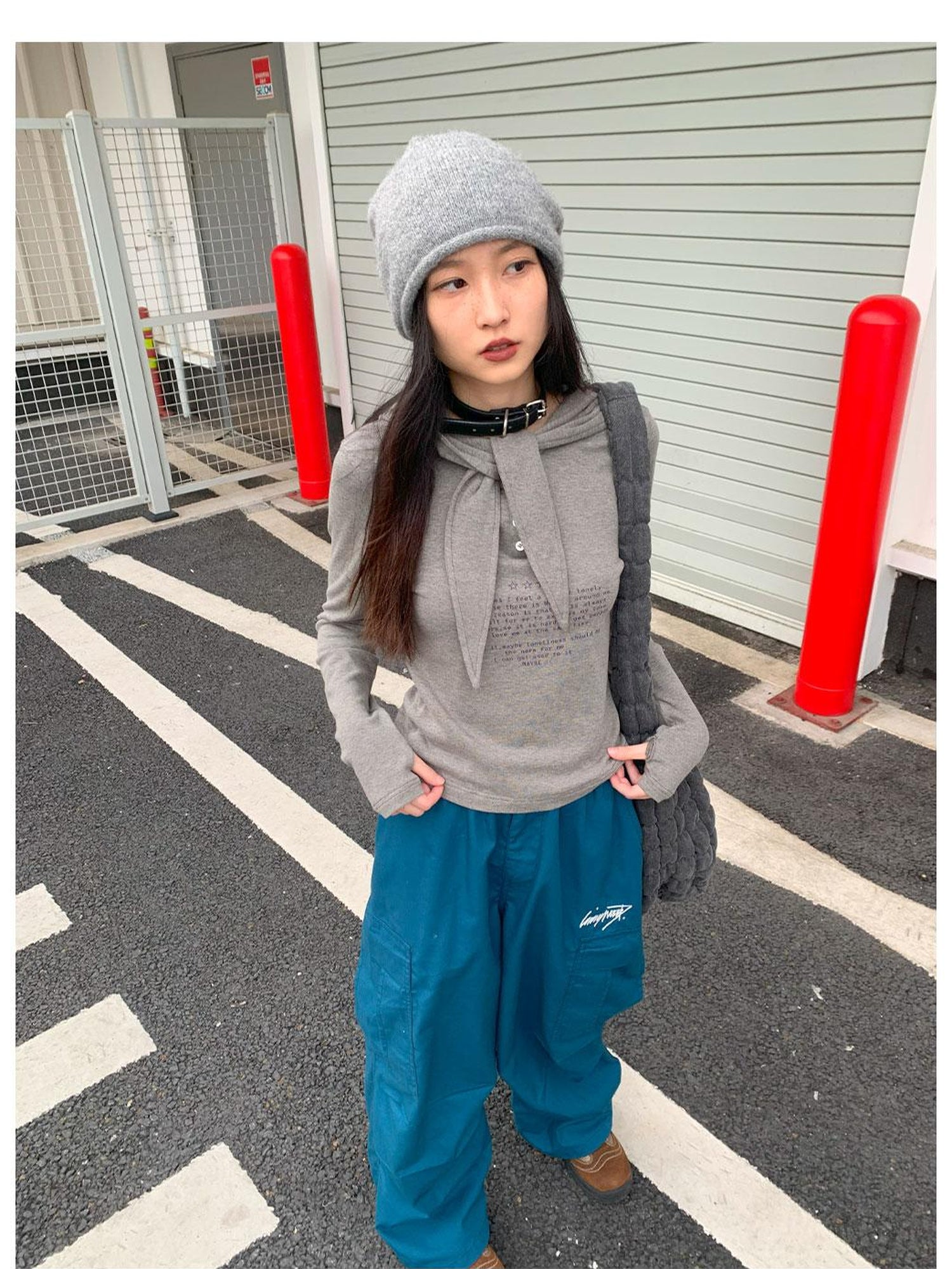 innomoood Lonely Letter Print Hooded Long Sleeve T-shirt