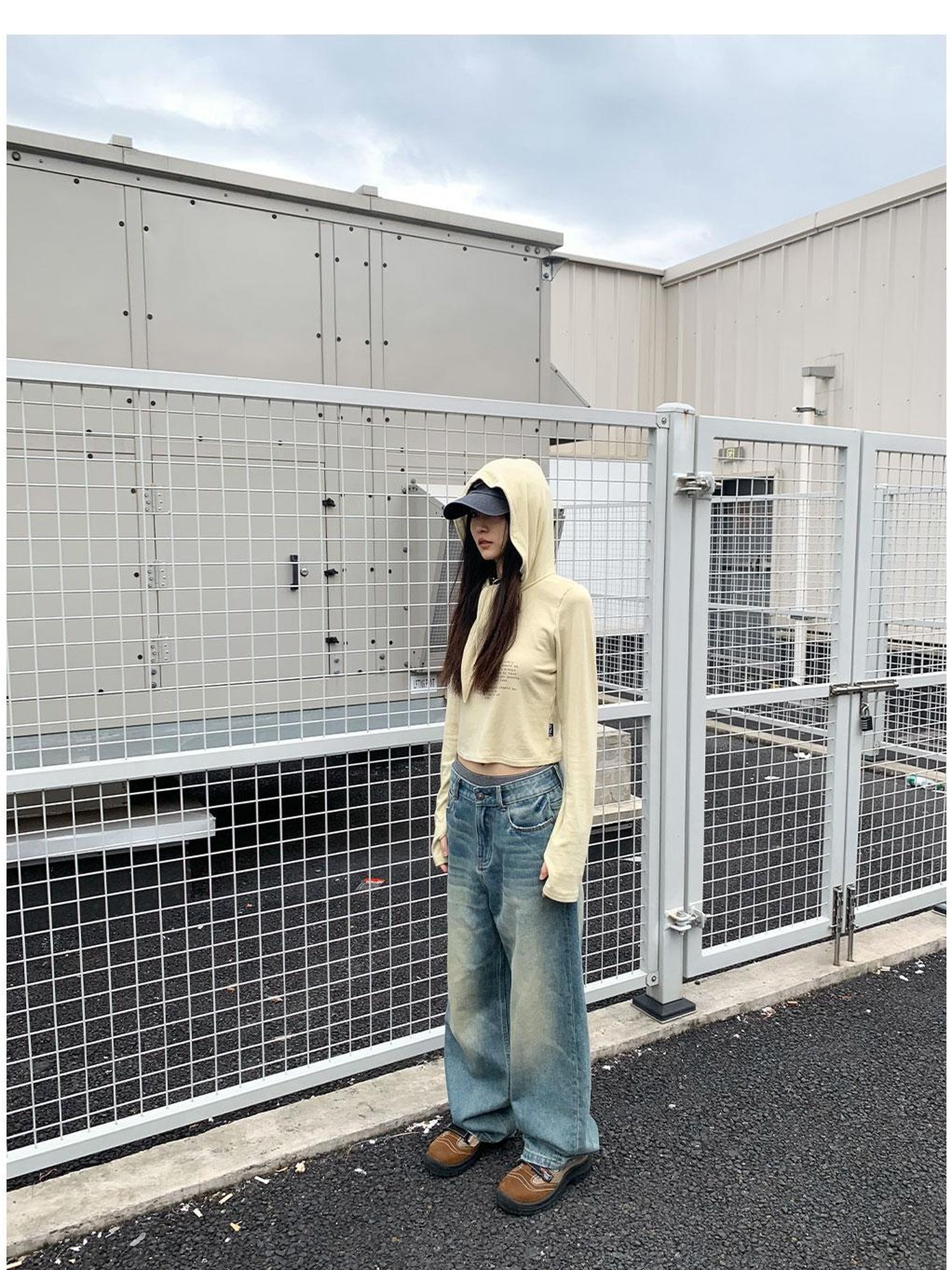 innomoood Lonely Letter Print Hooded Long Sleeve T-shirt