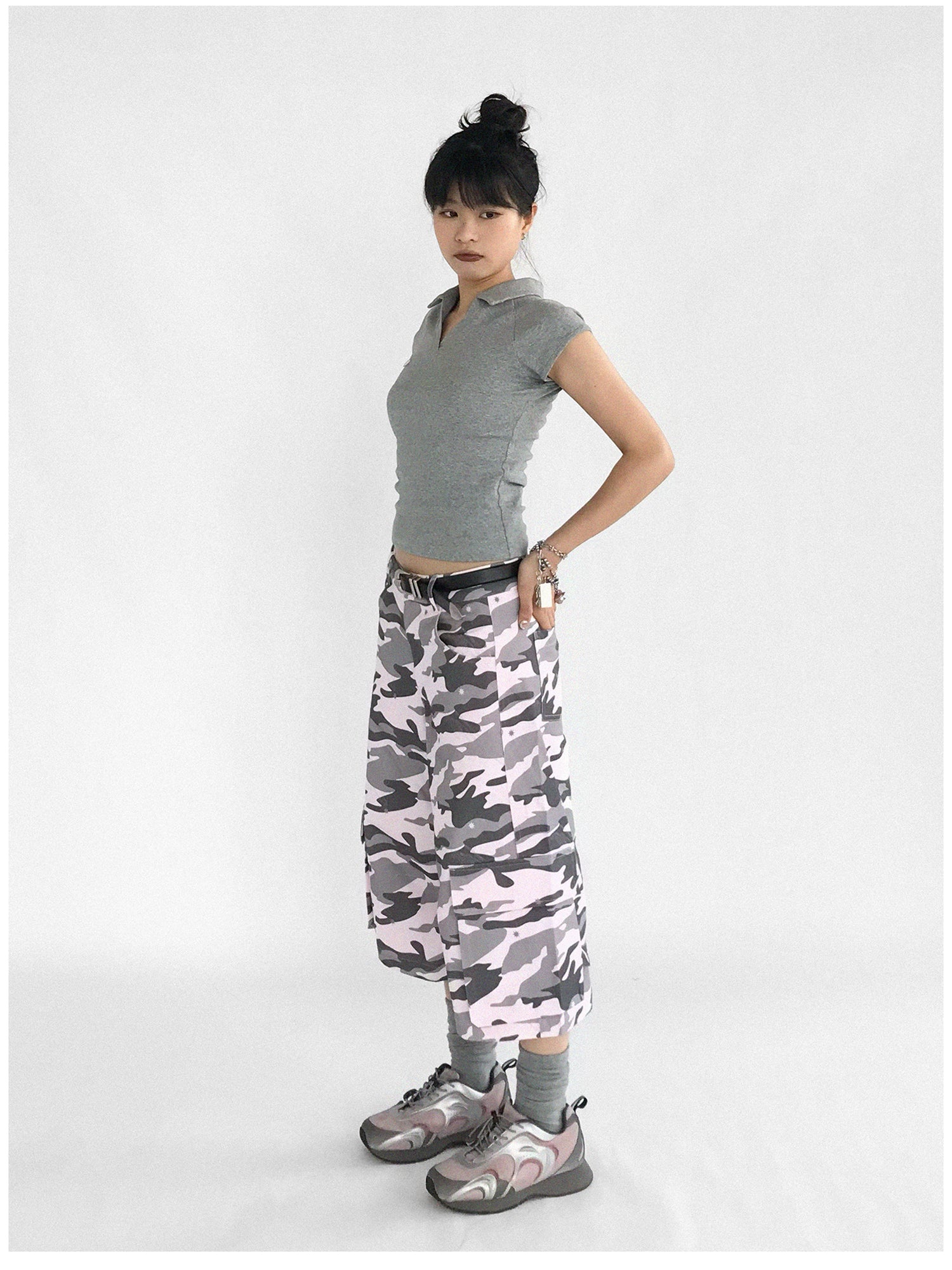 innomoood Low Rise Camouflage Cargo Pants Y2K Aesthetic