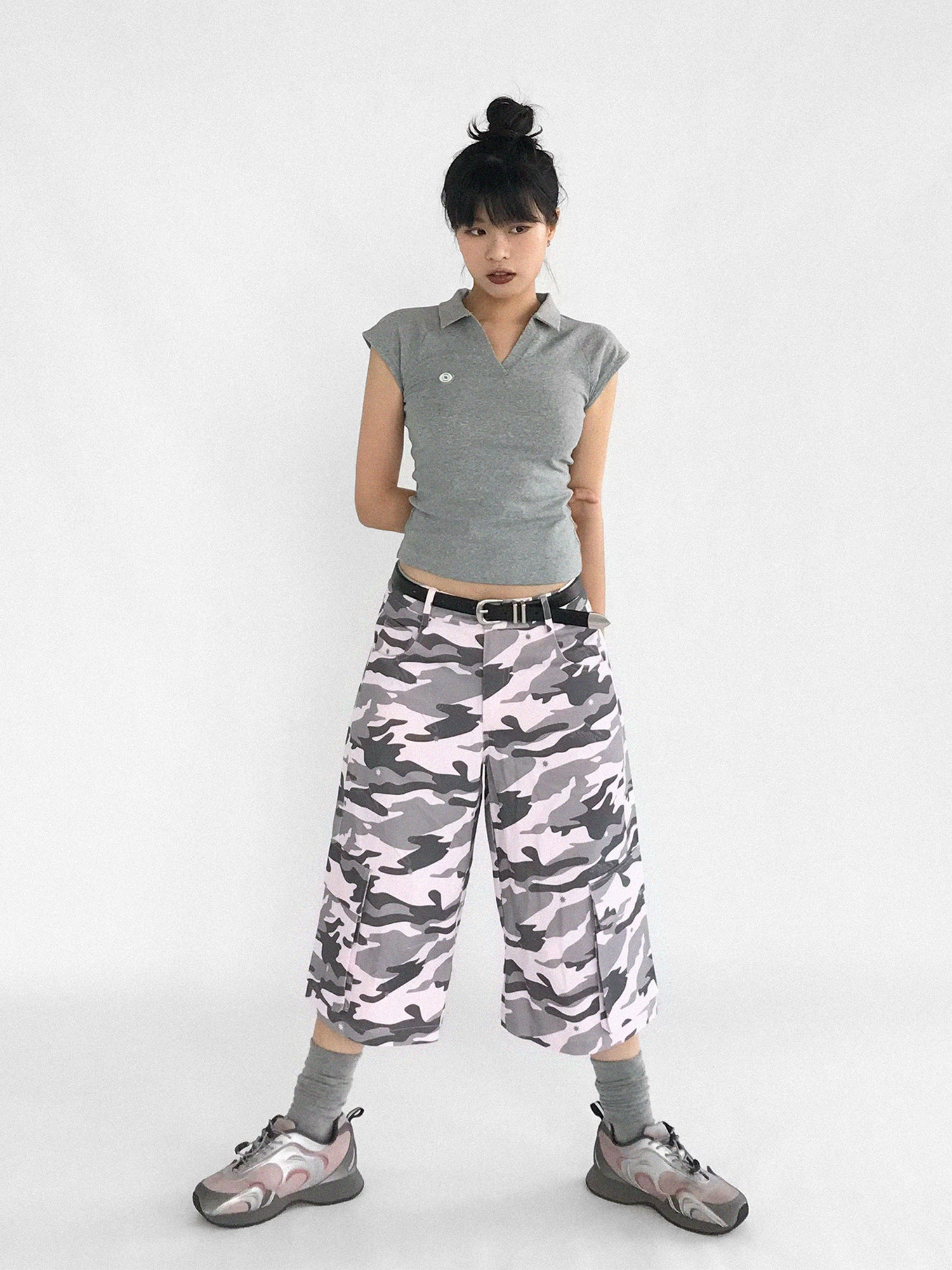 innomoood Low Rise Camouflage Cargo Pants Y2K Aesthetic