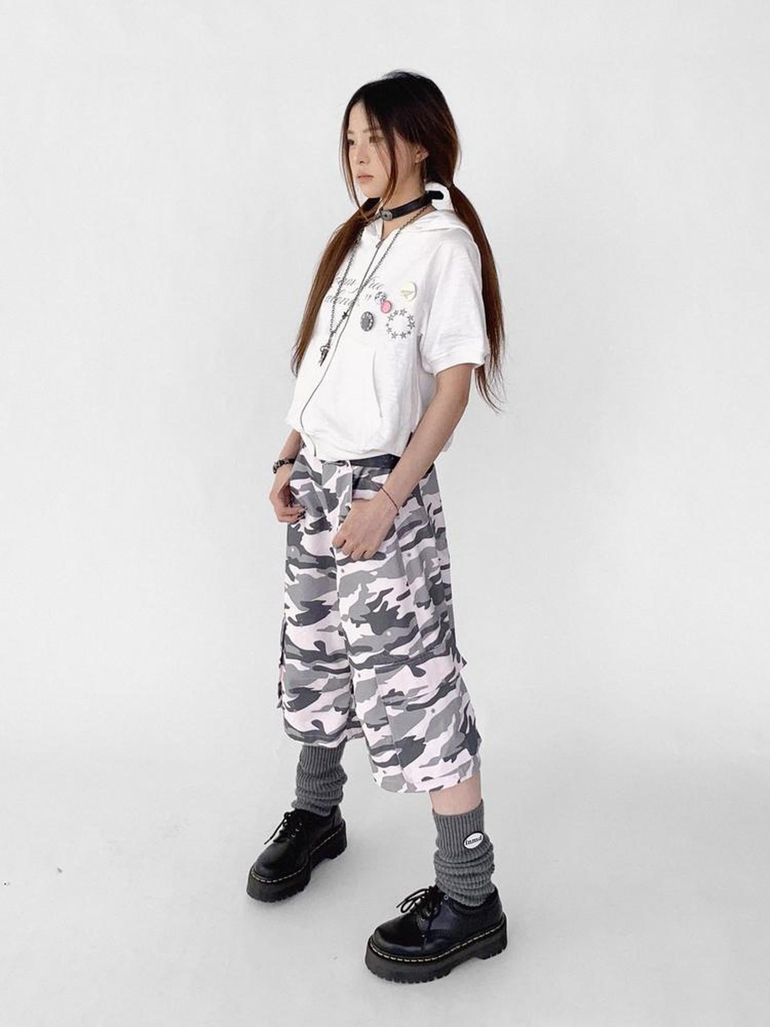 innomoood Low Rise Camouflage Cargo Pants Y2K Aesthetic