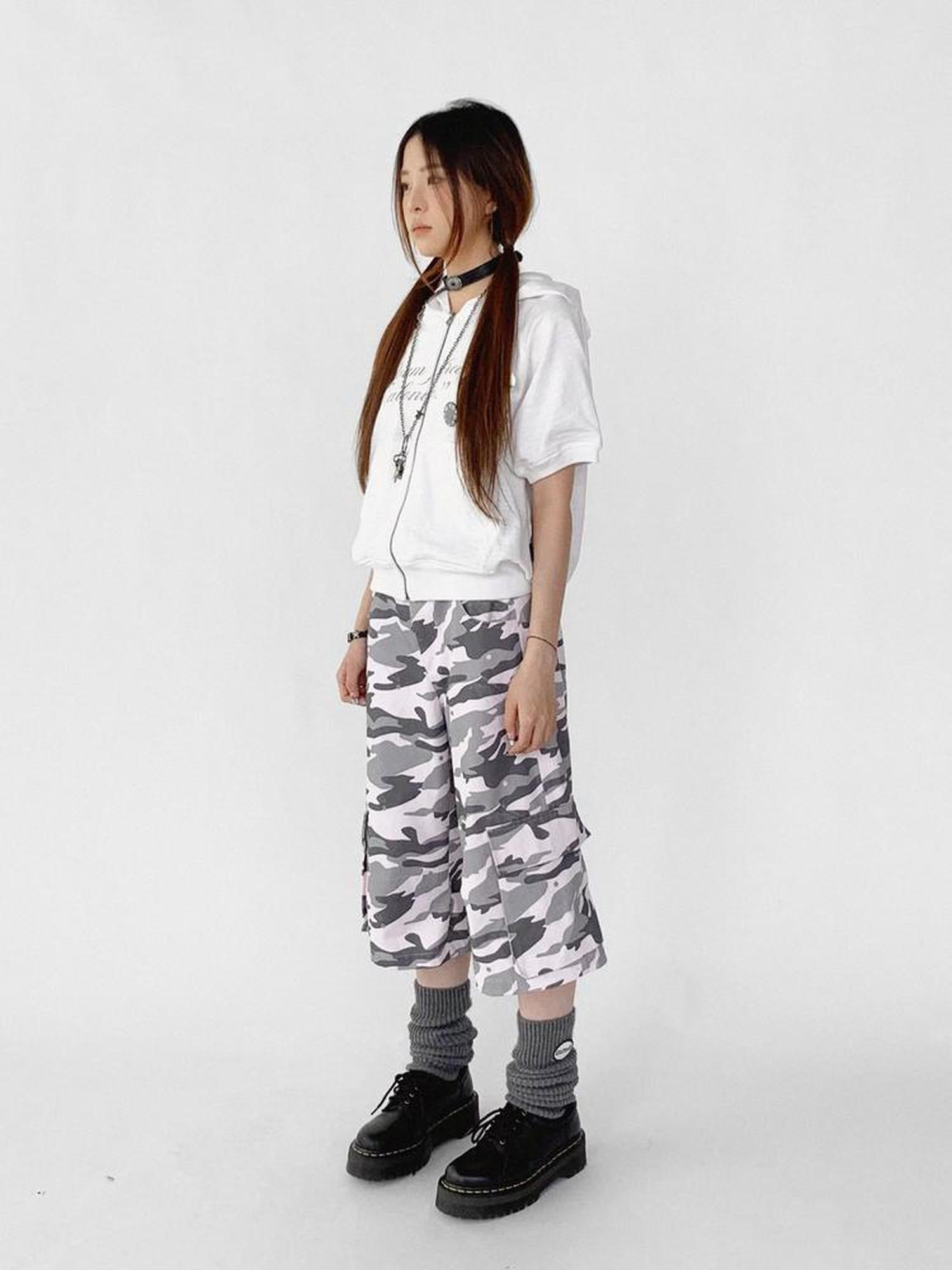 innomoood Low Rise Camouflage Cargo Pants Y2K Aesthetic