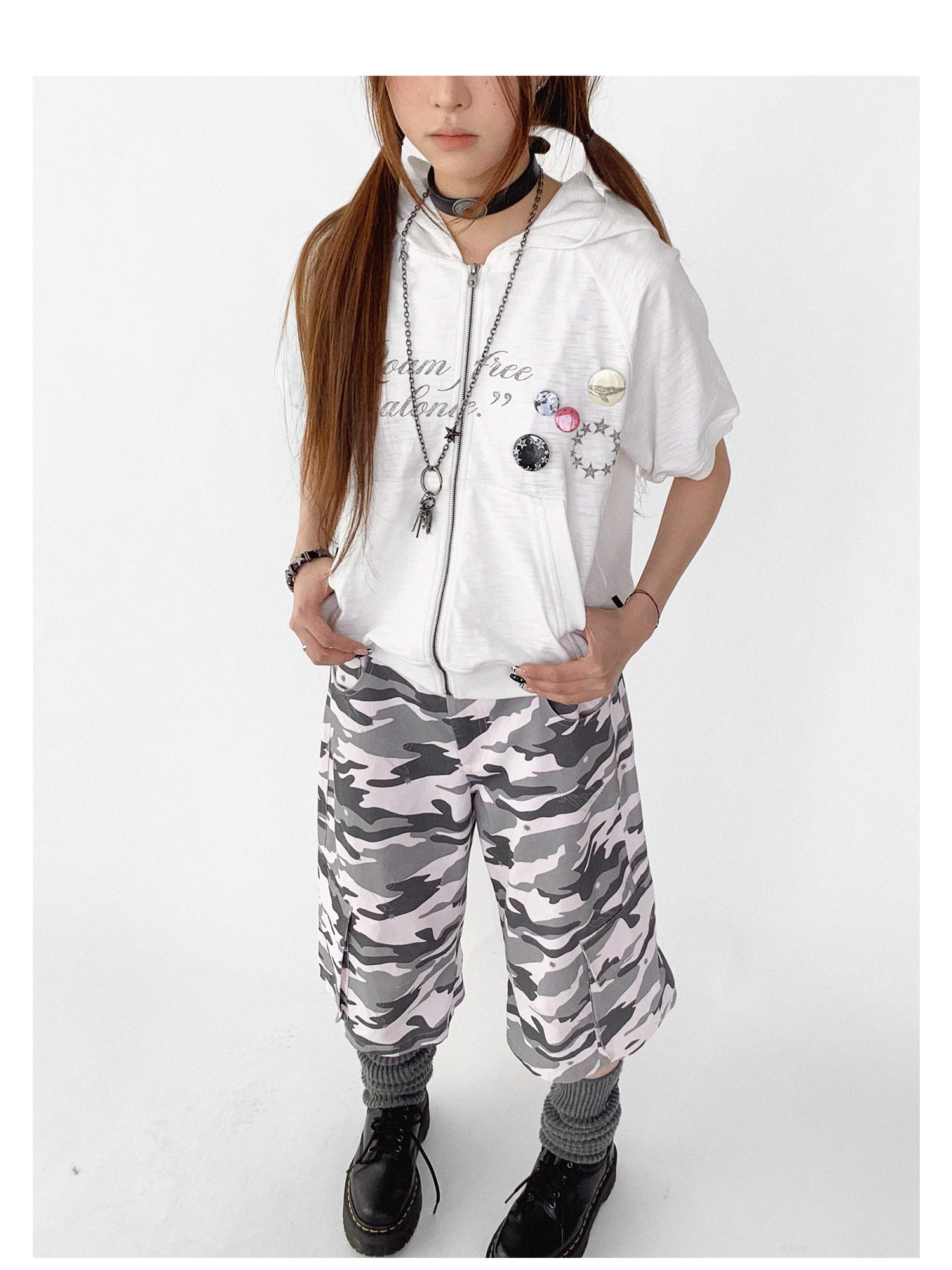 innomoood Low Rise Camouflage Cargo Pants Y2K Aesthetic