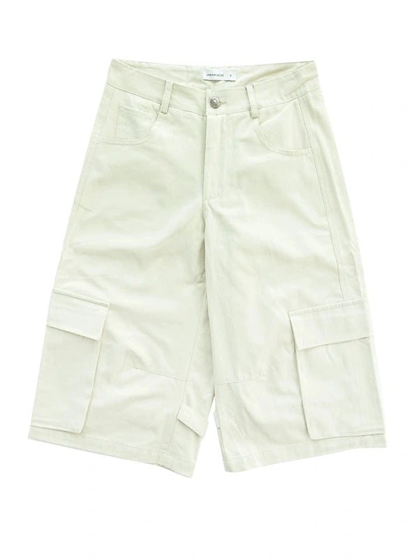 Low Rise Wide Leg Trousers with Adjustable Pockets in Ice Mint