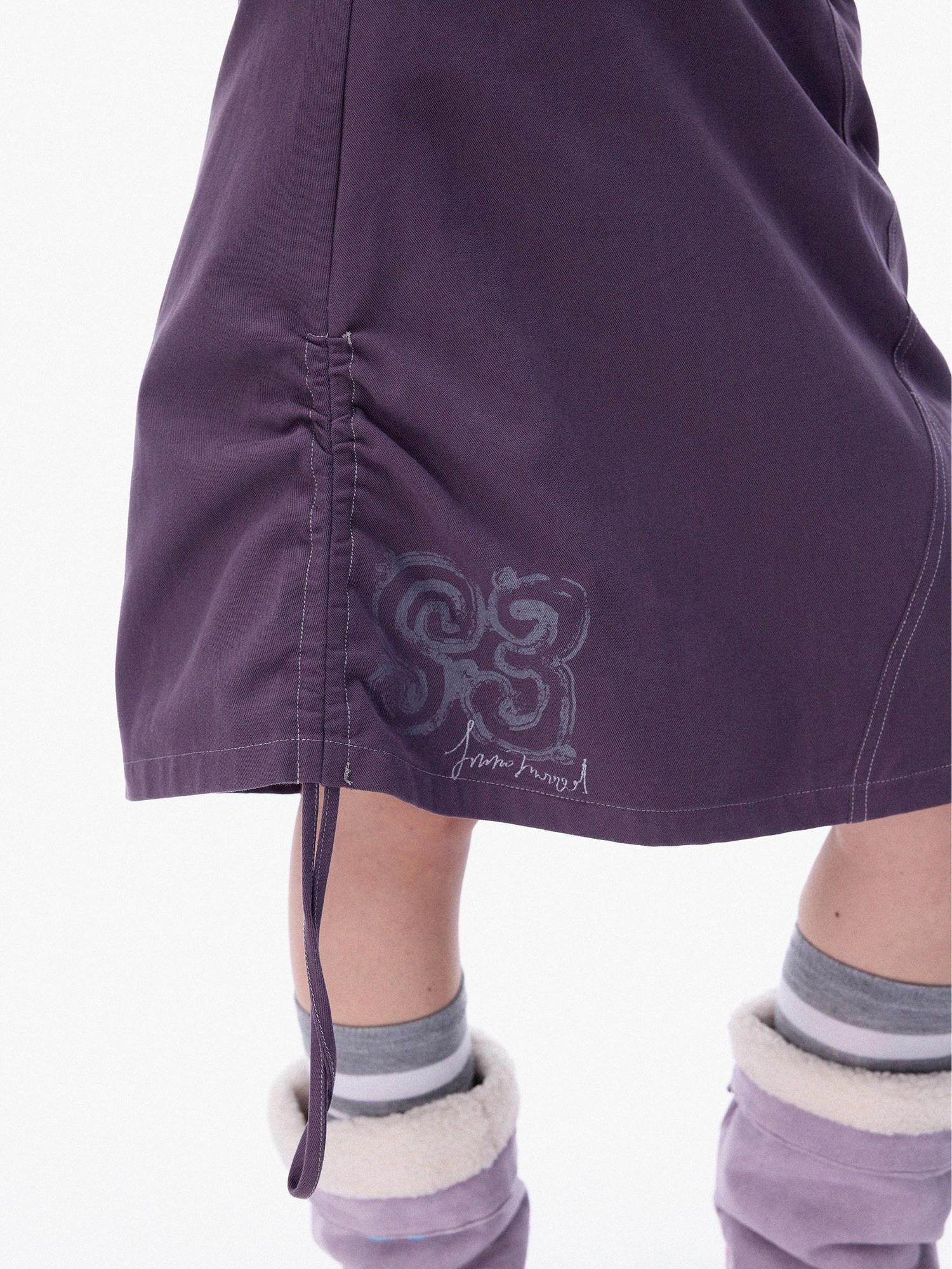 innomoood Mist Purple Distressed Embroidered Elastic Waist Women&