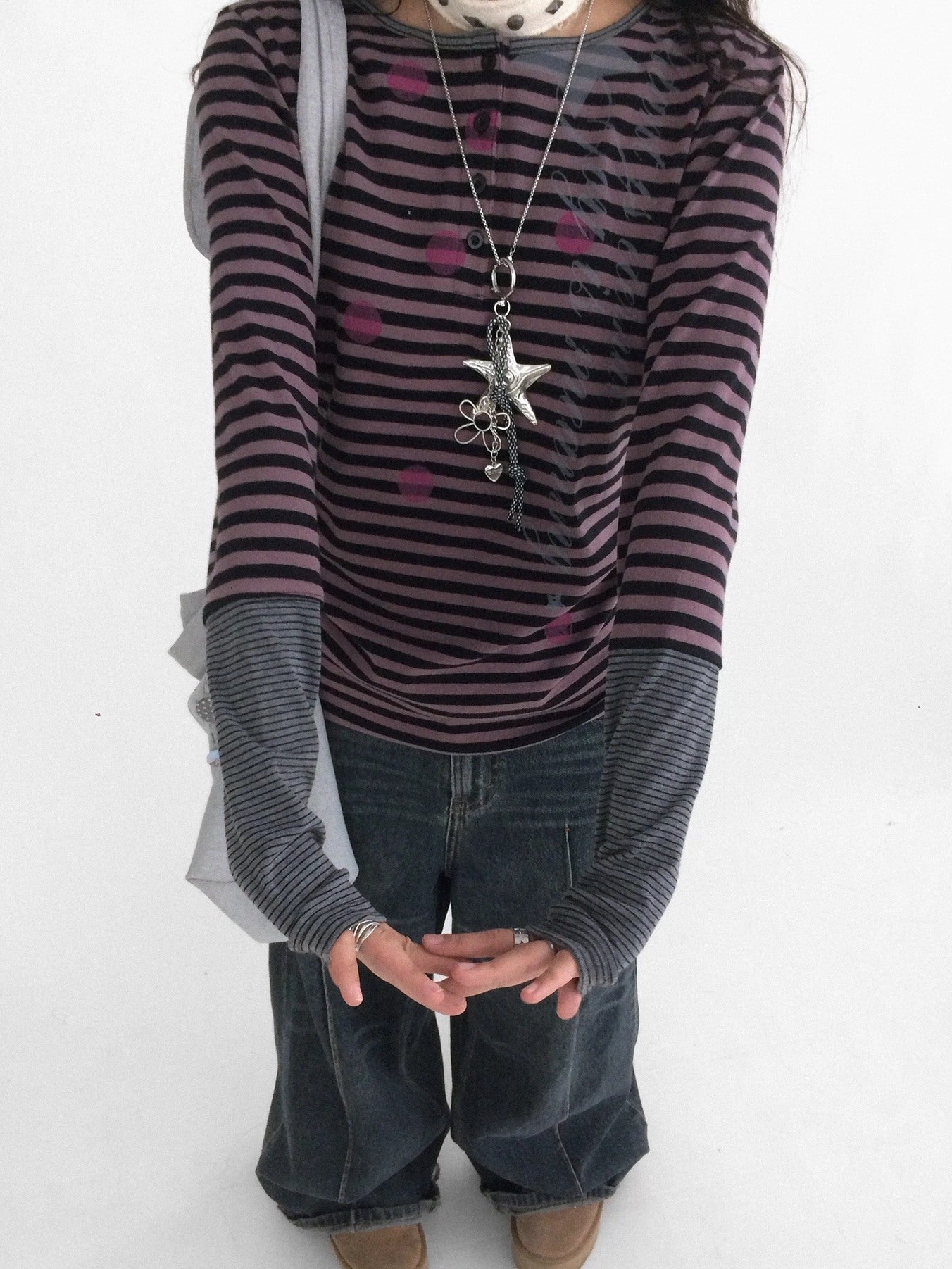 innomoood Moisture Wicking Psychedelic Striped Patchwork Straight Fit Women T-Shirt