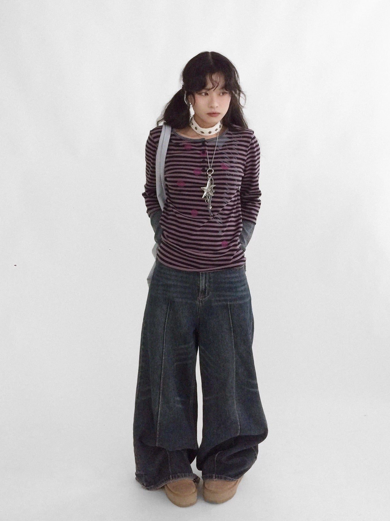 innomoood Moisture Wicking Psychedelic Striped Patchwork Straight Fit Women T-Shirt