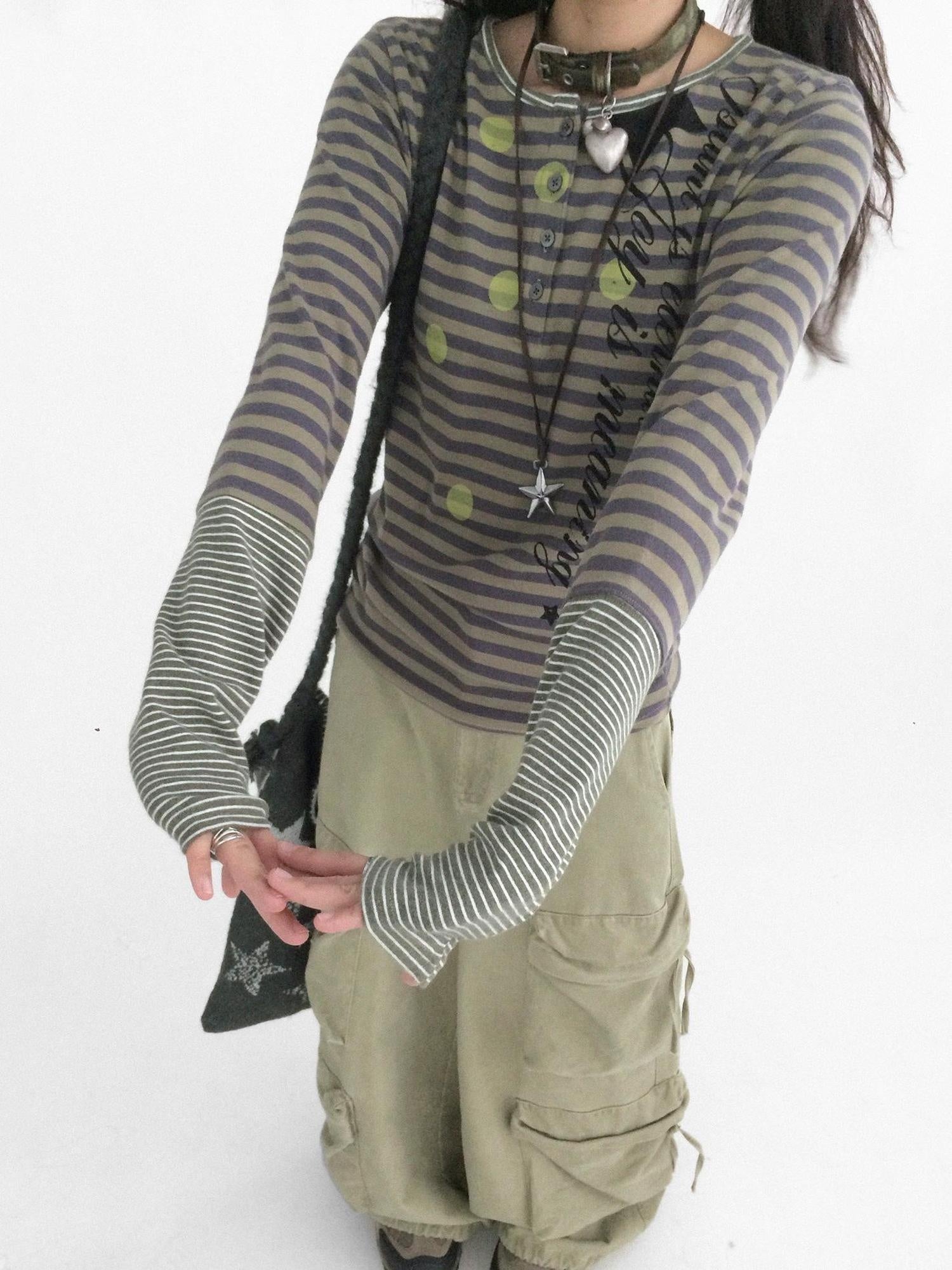 innomoood Moisture Wicking Psychedelic Striped Patchwork Straight Fit Women T-Shirt