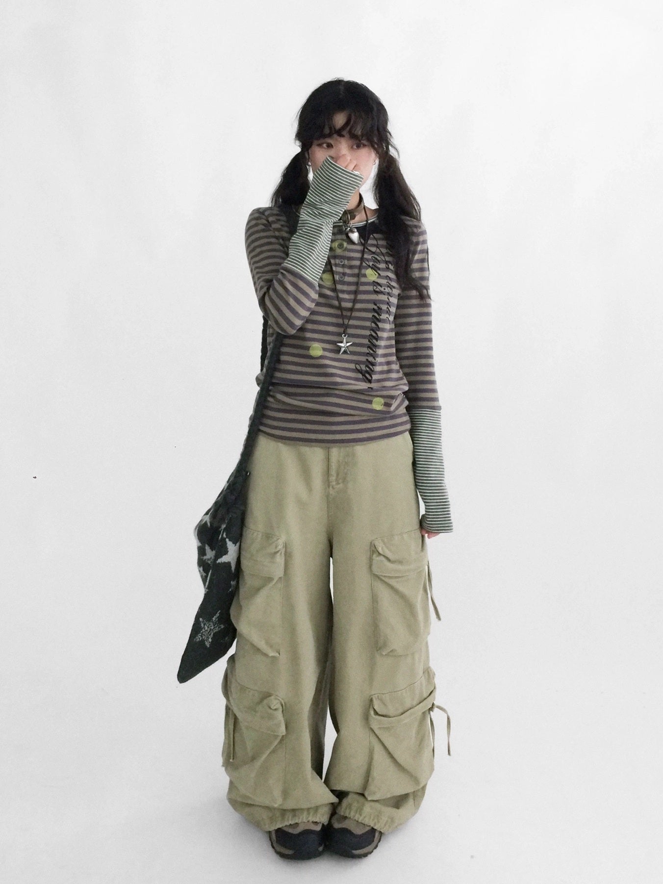 innomoood Moisture Wicking Psychedelic Striped Patchwork Straight Fit Women T-Shirt