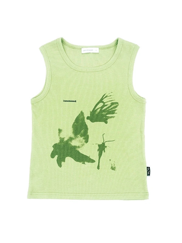 Moth Print Sleeveless Stretch Vest
