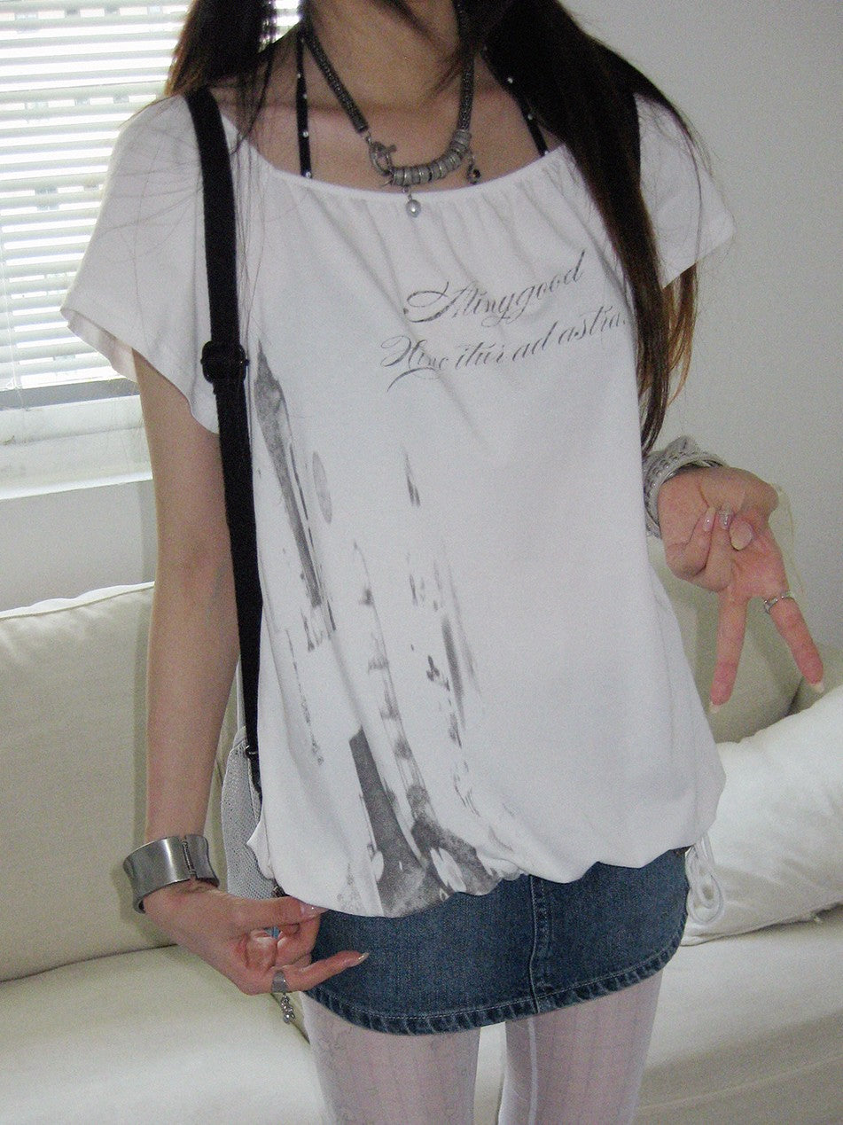 innomoood Multiway Asymmetric Drawstring Letter Print Women&