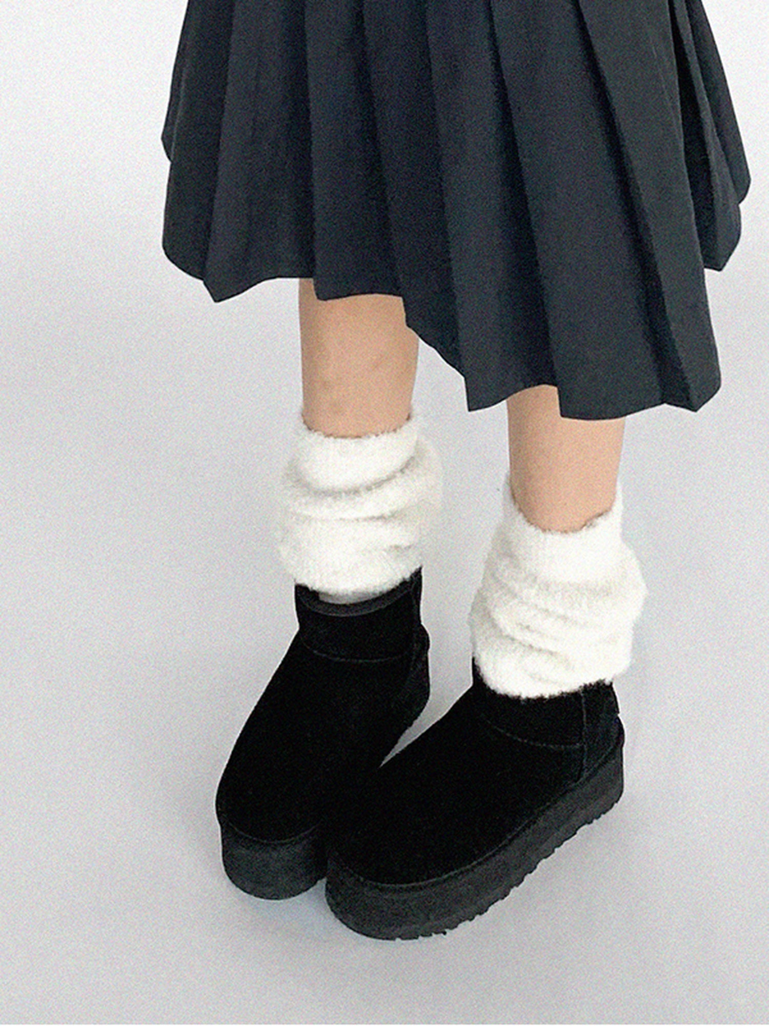 innomoood Navy Collar Contrast Cotton Coat Embroidery Detailing