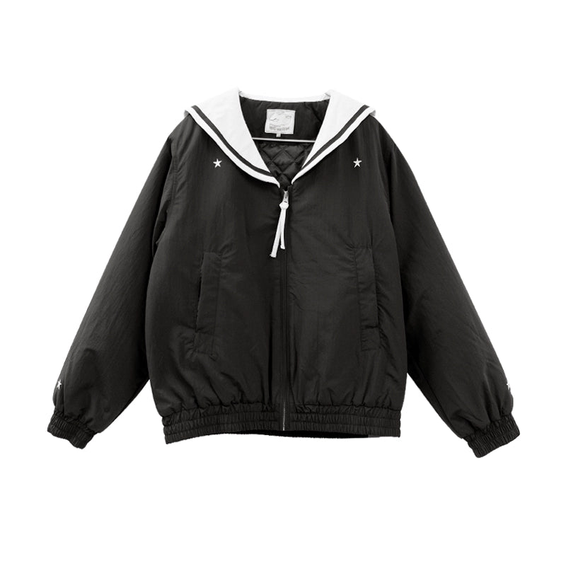 innomoood_Navy_Collar_Contrast_Cotton_Coat_Embroidery_Detailing_MISSTT