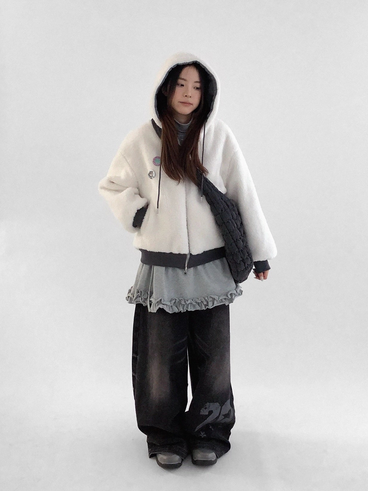 innomoood Oversized Zip Up Streetwear Hooded Long Sleeve Solid Women Hoodies