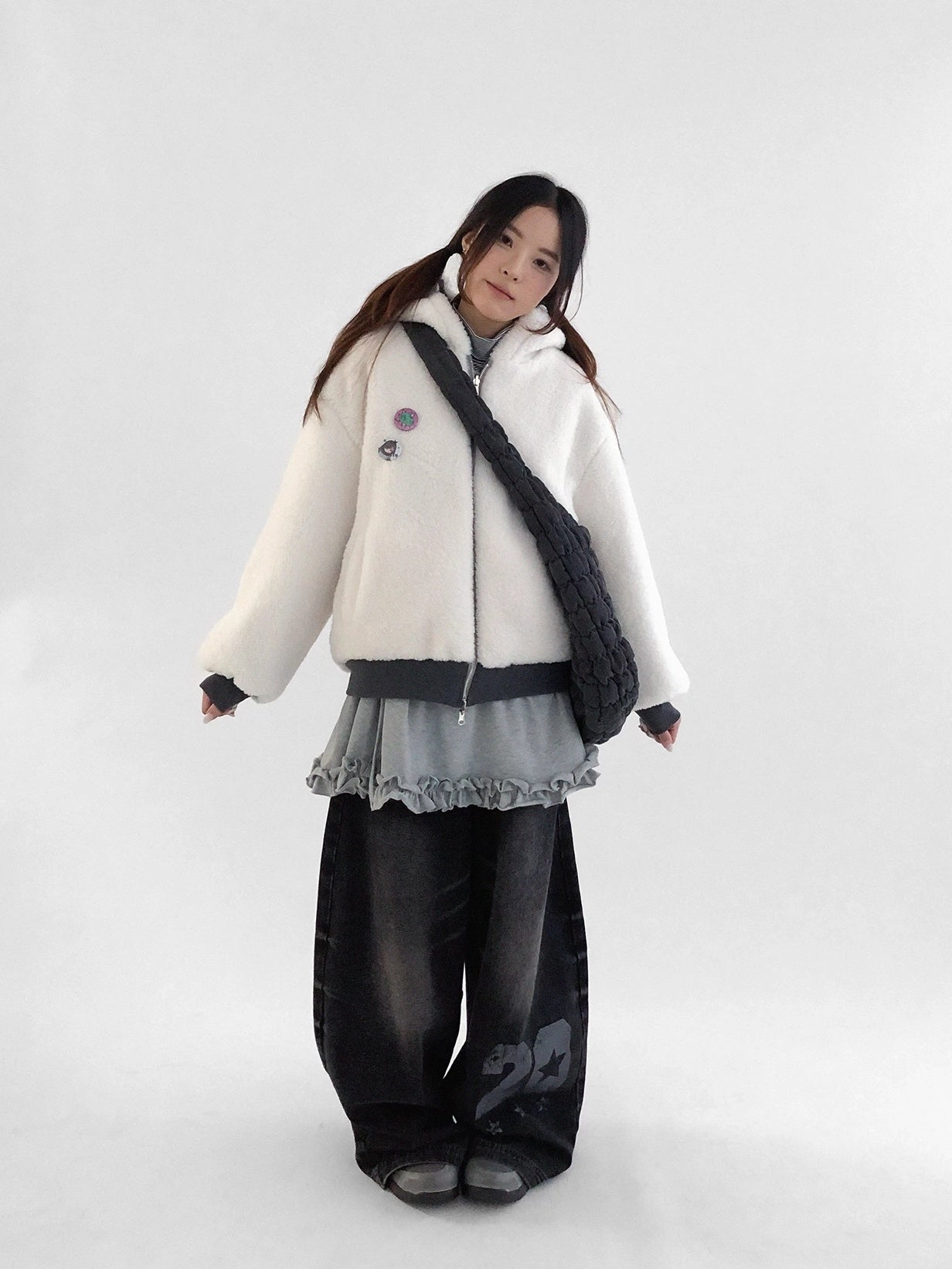 innomoood Oversized Zip Up Streetwear Hooded Long Sleeve Solid Women Hoodies