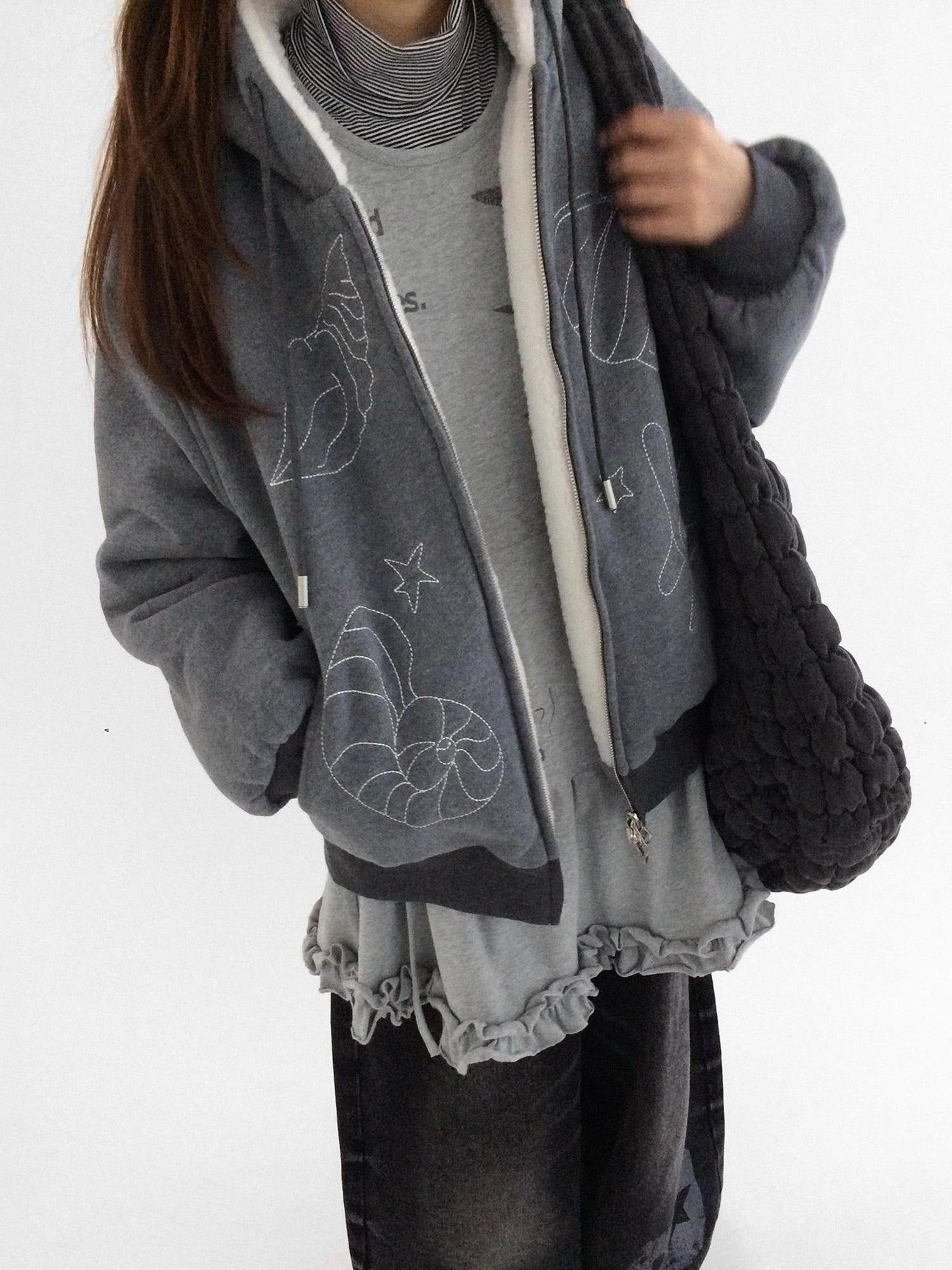 innomoood Oversized Zip Up Streetwear Hooded Long Sleeve Solid Women Hoodies