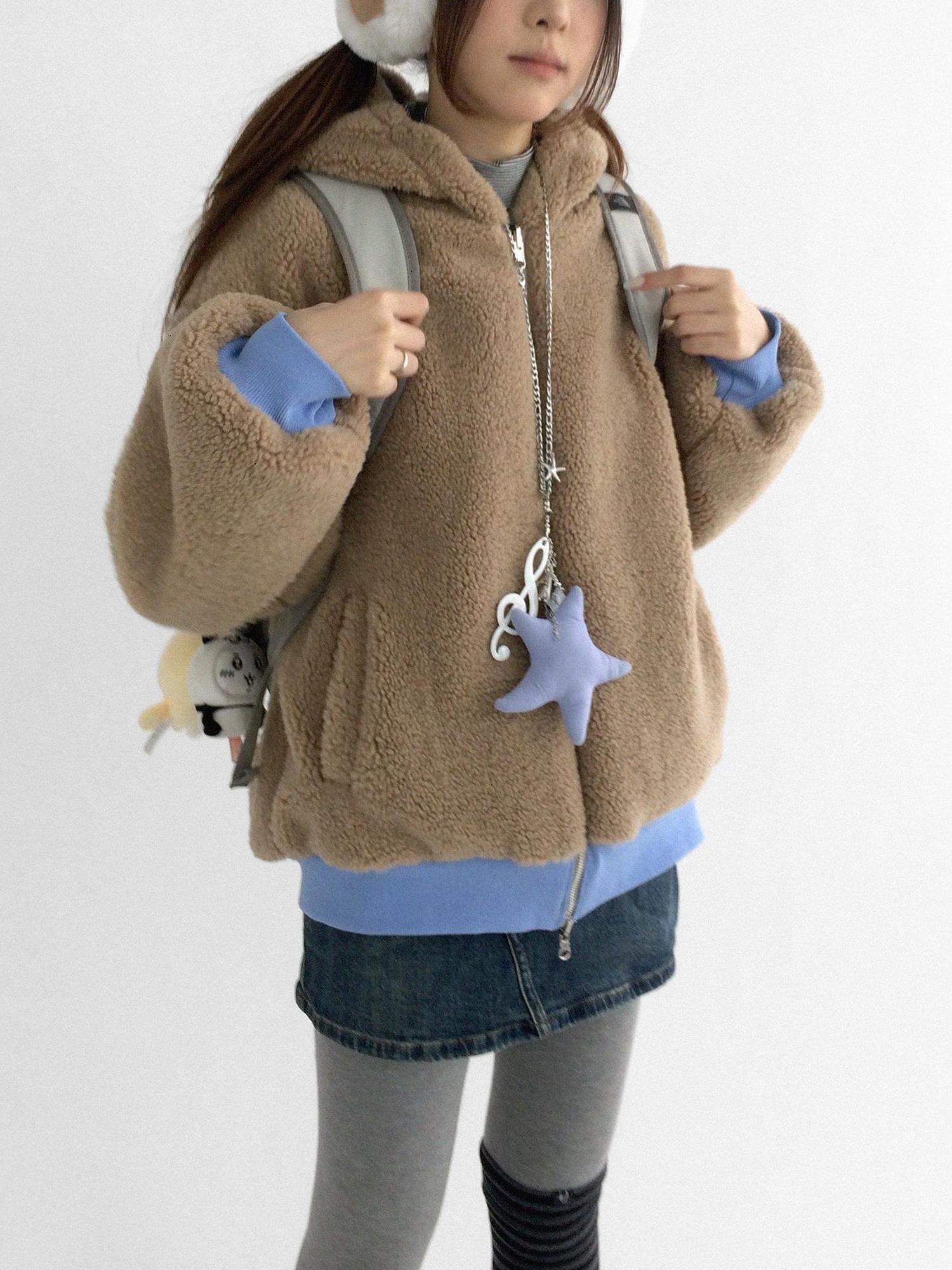 innomoood Oversized Zip Up Streetwear Hooded Long Sleeve Solid Women Hoodies