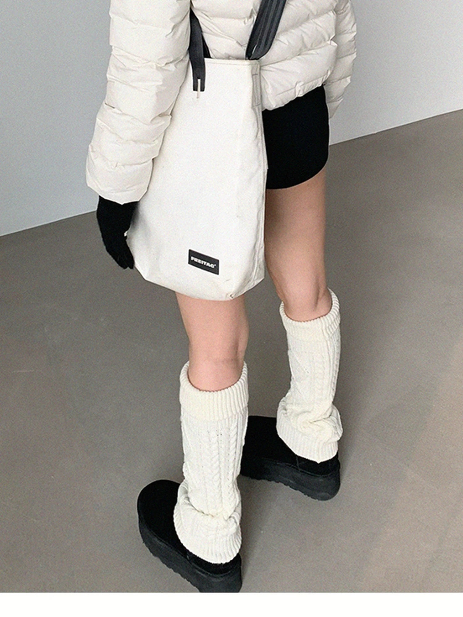 Panda Ear Rib Cotton Hooded Short Jacket