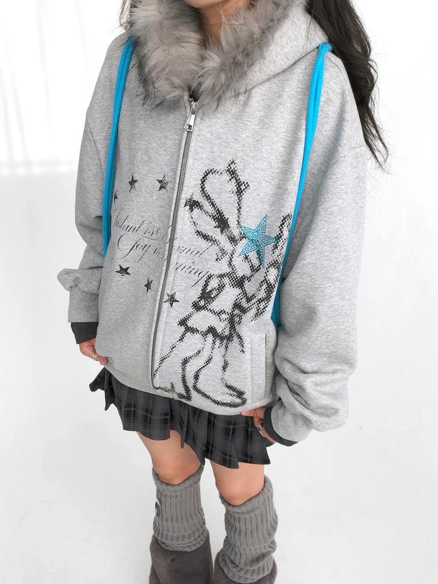 Pixel Drummer Bunny Fleece Hoodie Long-Sleeve
