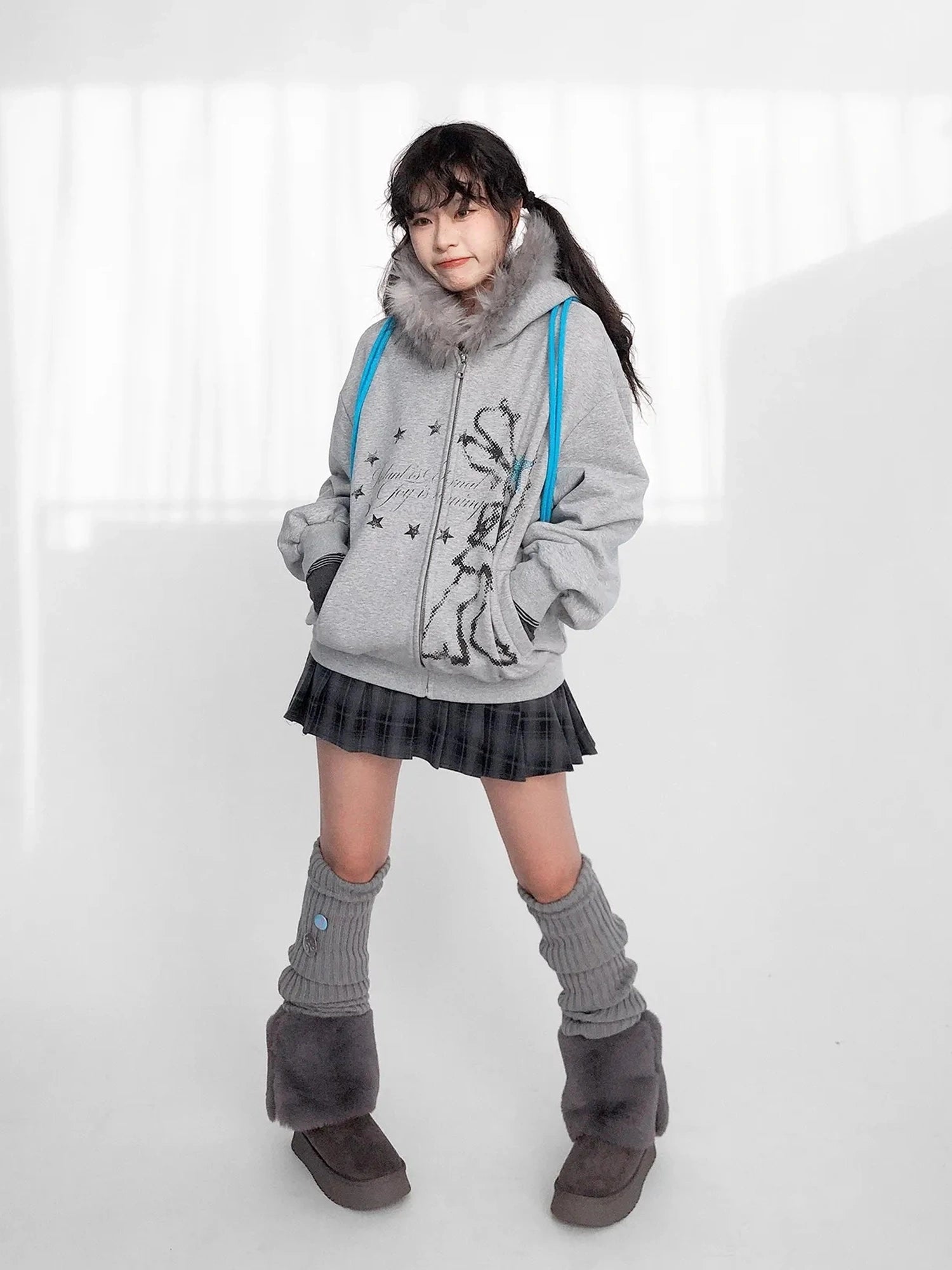 Pixel Drummer Bunny Fleece Hoodie Long-Sleeve