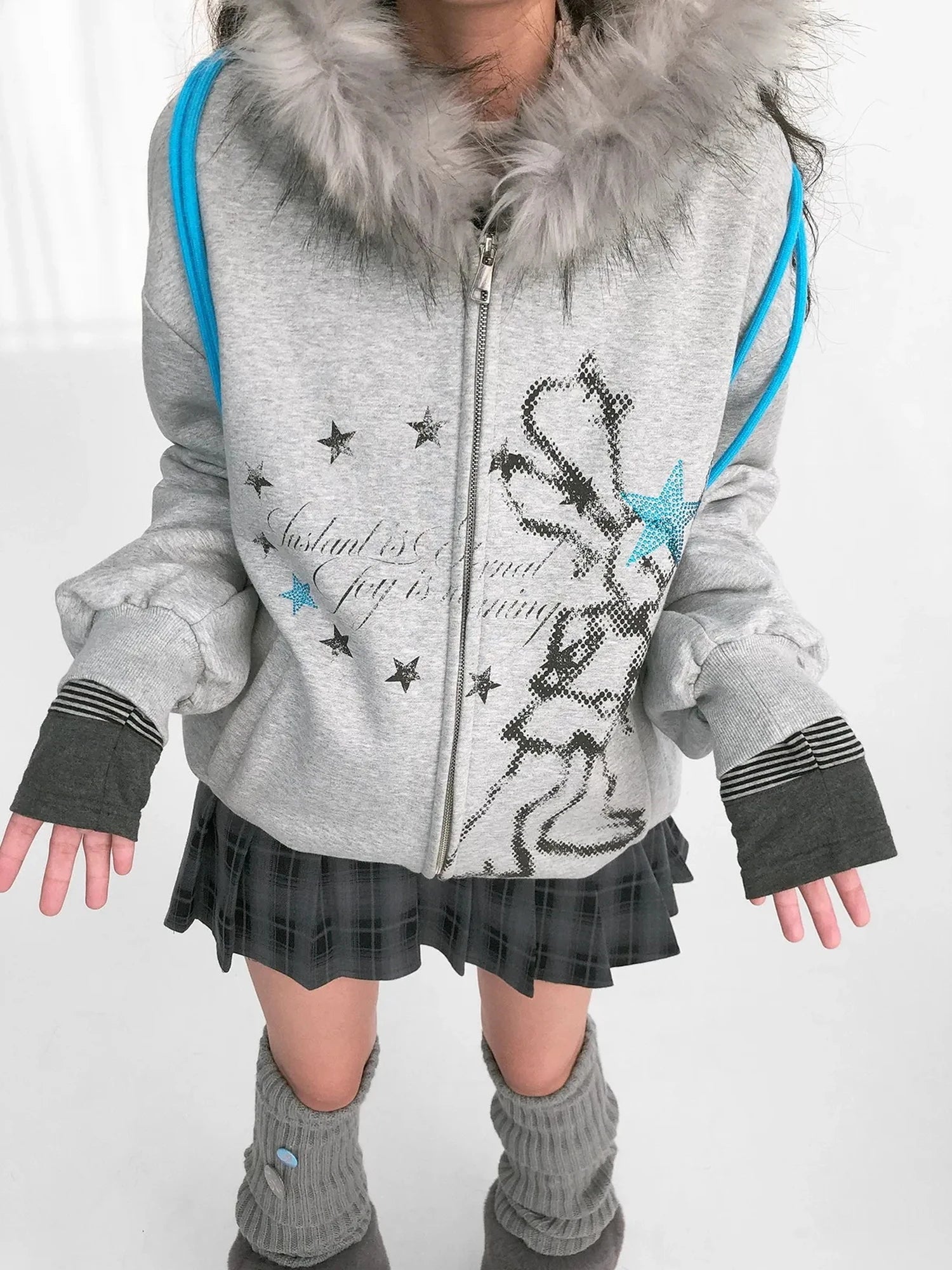 Pixel Drummer Bunny Fleece Hoodie Long-Sleeve