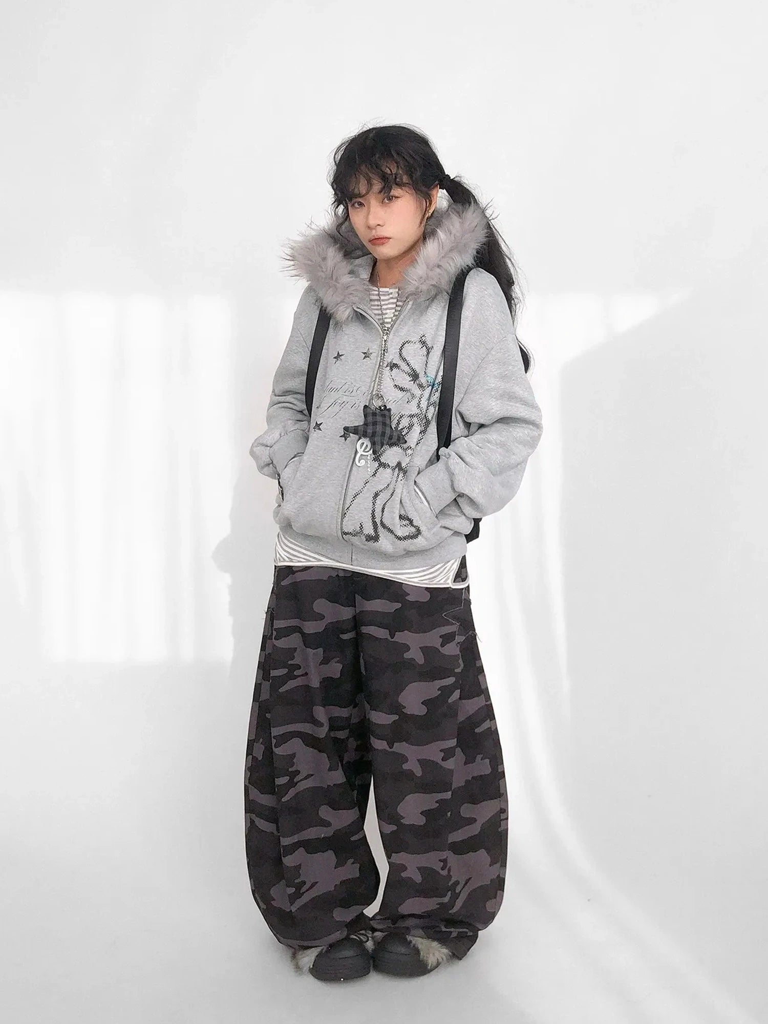 Pixel Drummer Bunny Fleece Hoodie Long-Sleeve
