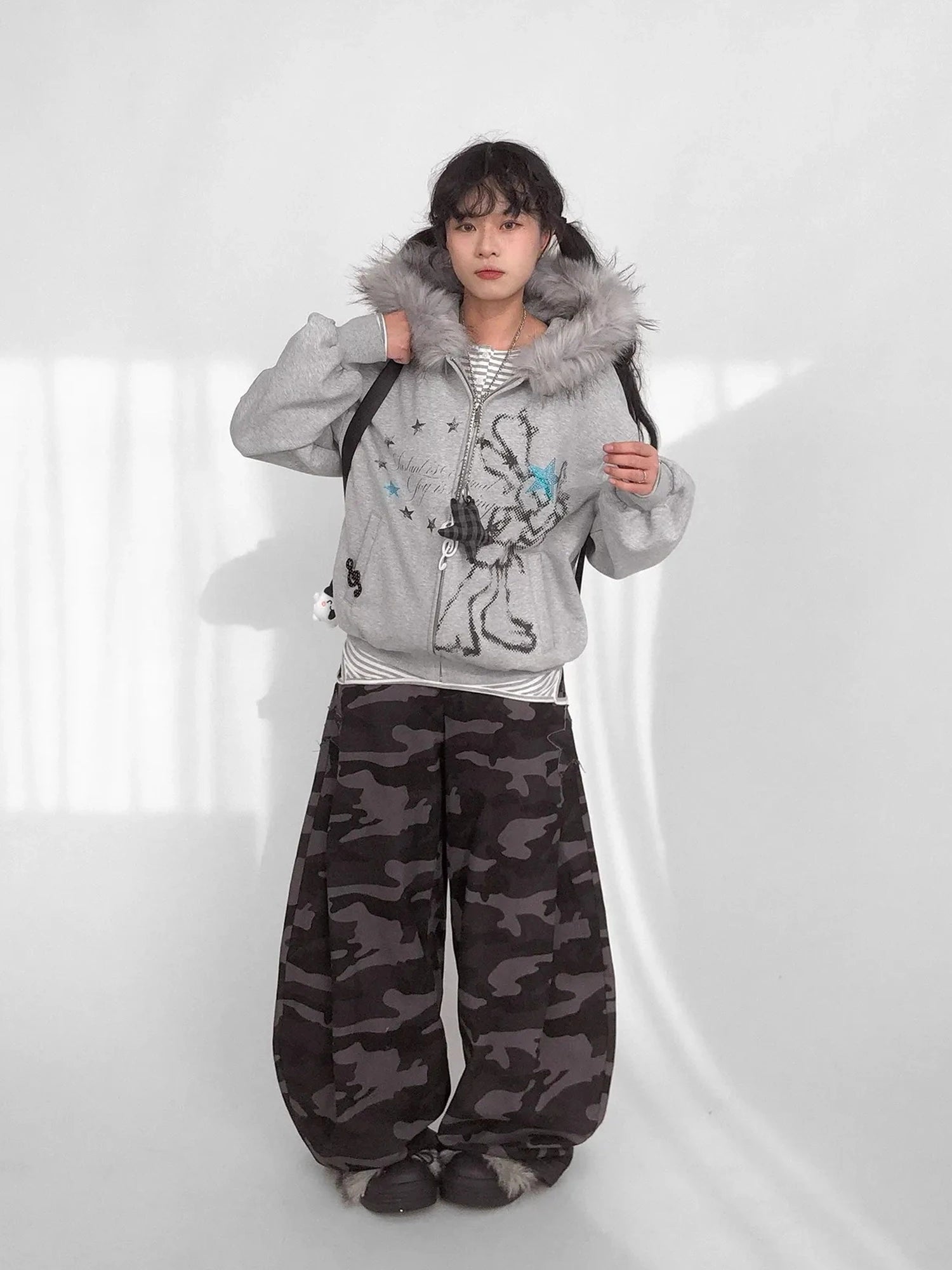 Pixel Drummer Bunny Fleece Hoodie Long-Sleeve