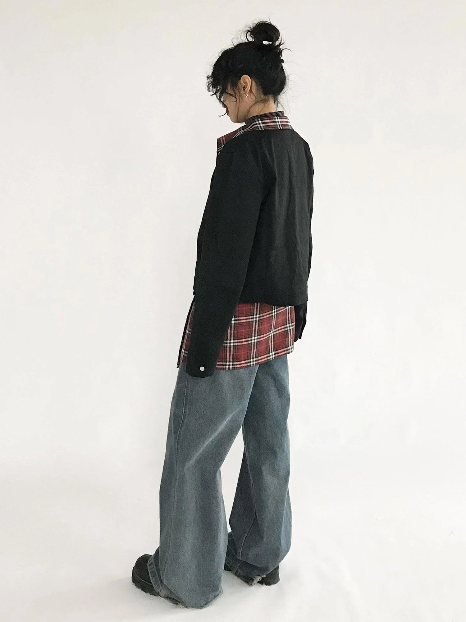 Plaid Wrap Skirt with Velvet Belt