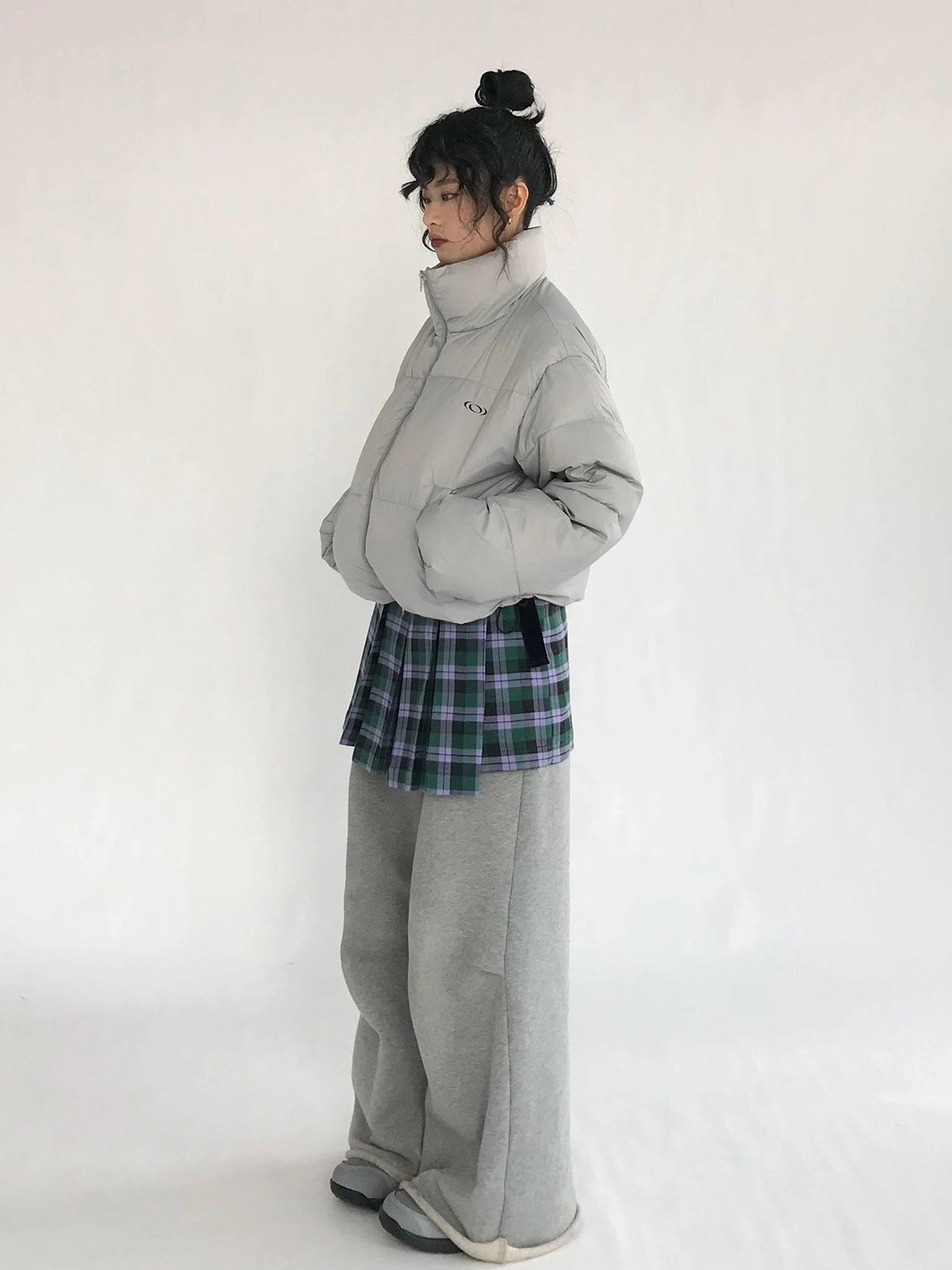 Plaid Wrap Skirt with Velvet Belt