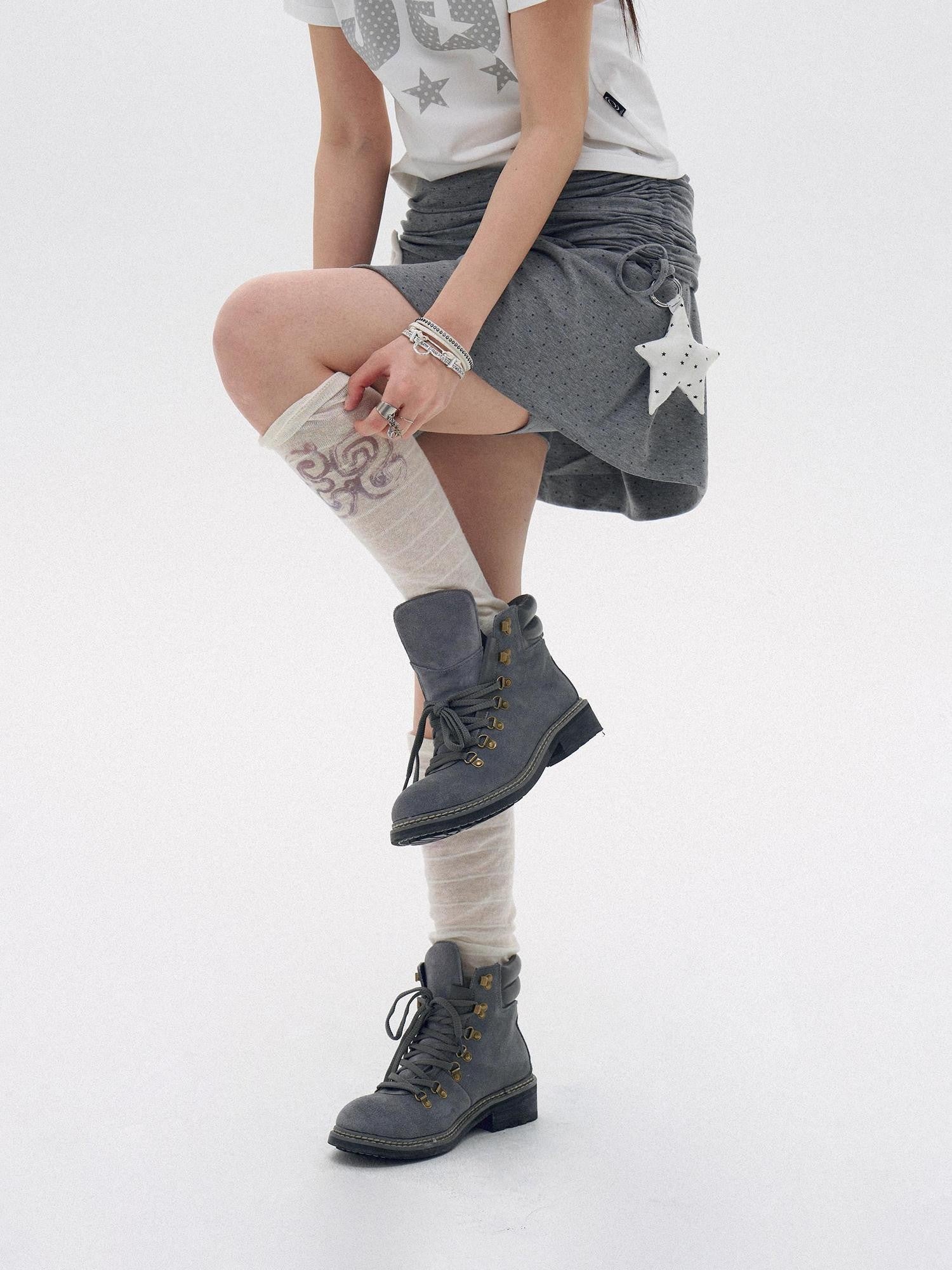 innomoood Polka Dot Ruched Drawstring Lined A Line Women&