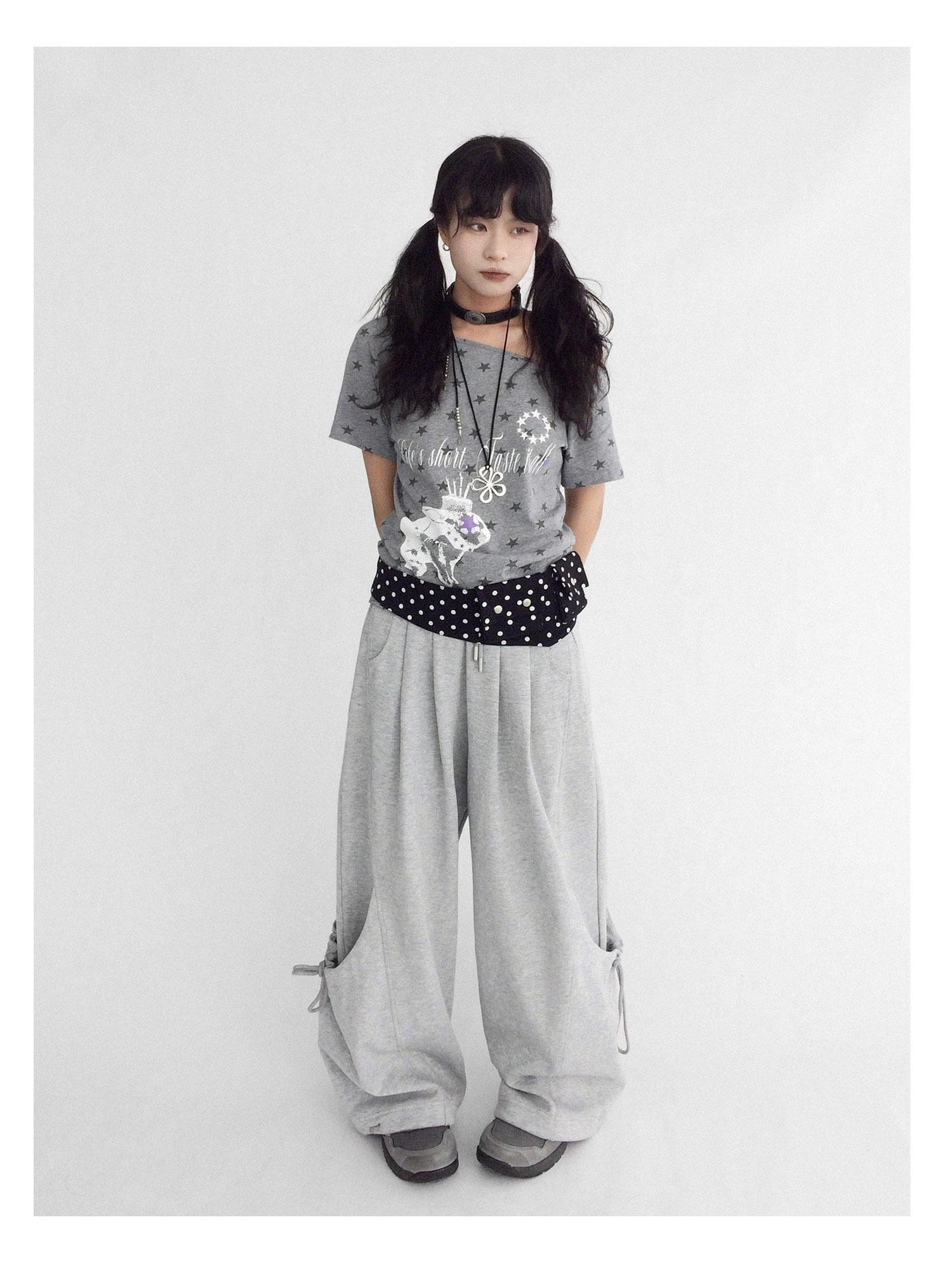 innomoood Rabbit Star Print Slouchy Tee