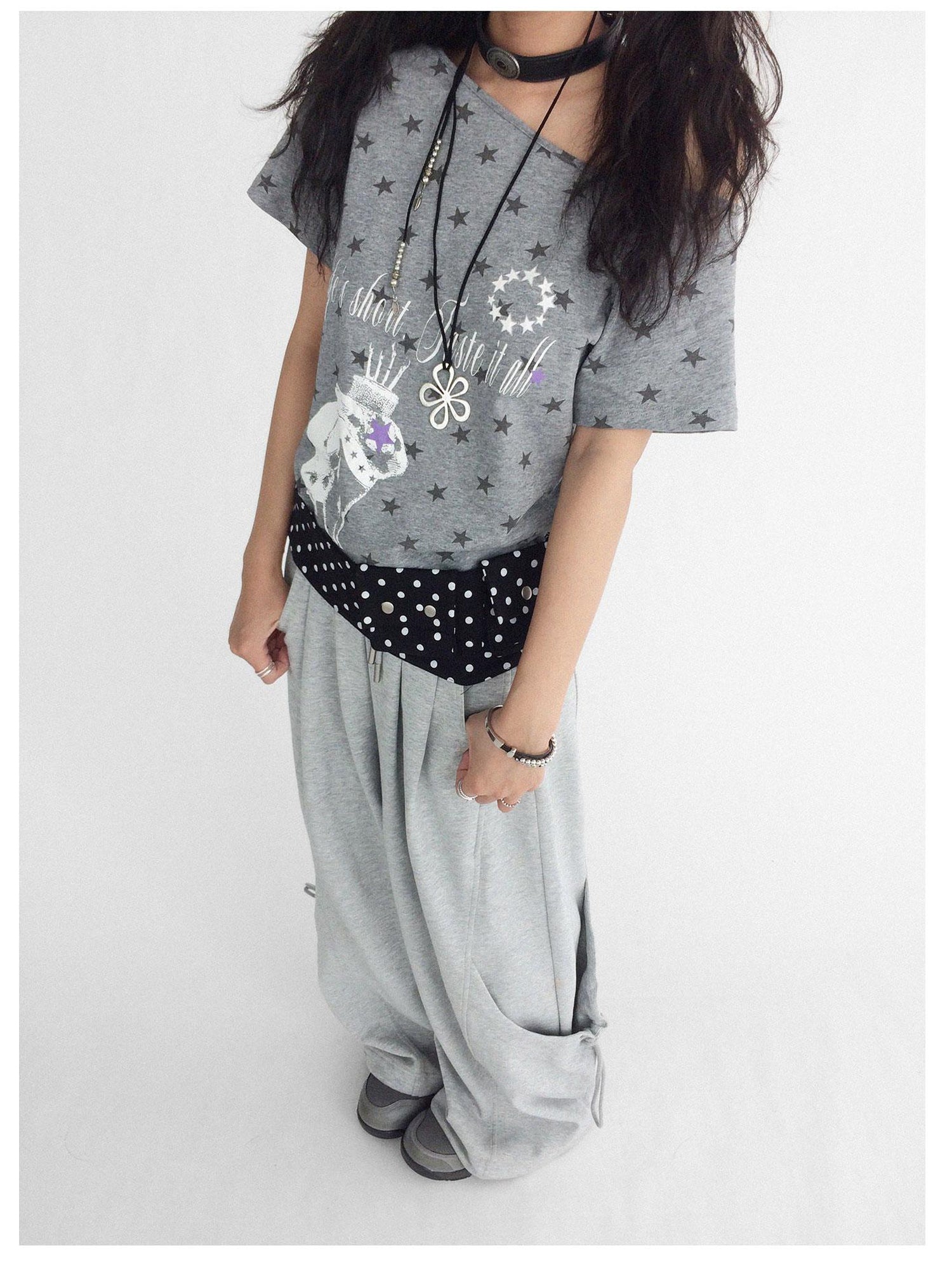 innomoood Rabbit Star Print Slouchy Tee